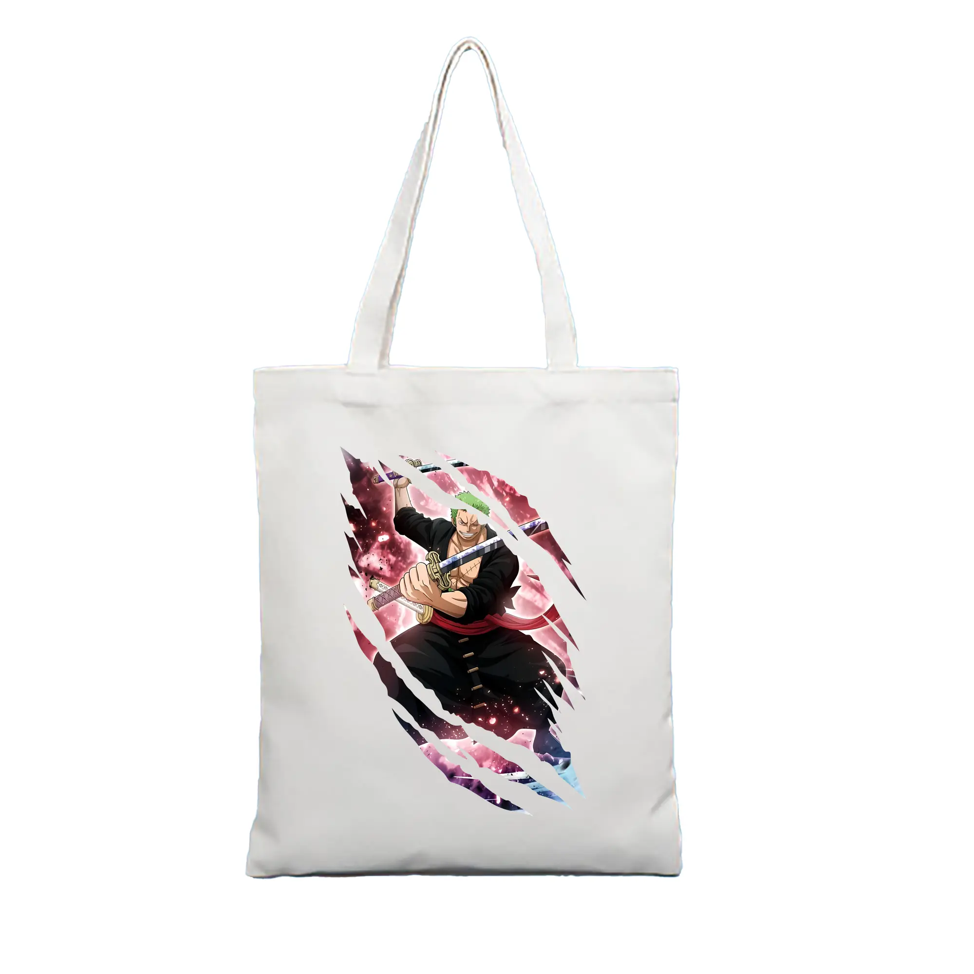 ワンピース グッズ ロロノア・ゾロ - 縦型キャンバス手提げバッグ（トートバッグ） ・ キャンバス素材 ・ ショッピング用 ・ 軽量 丈夫 お手入れ簡単