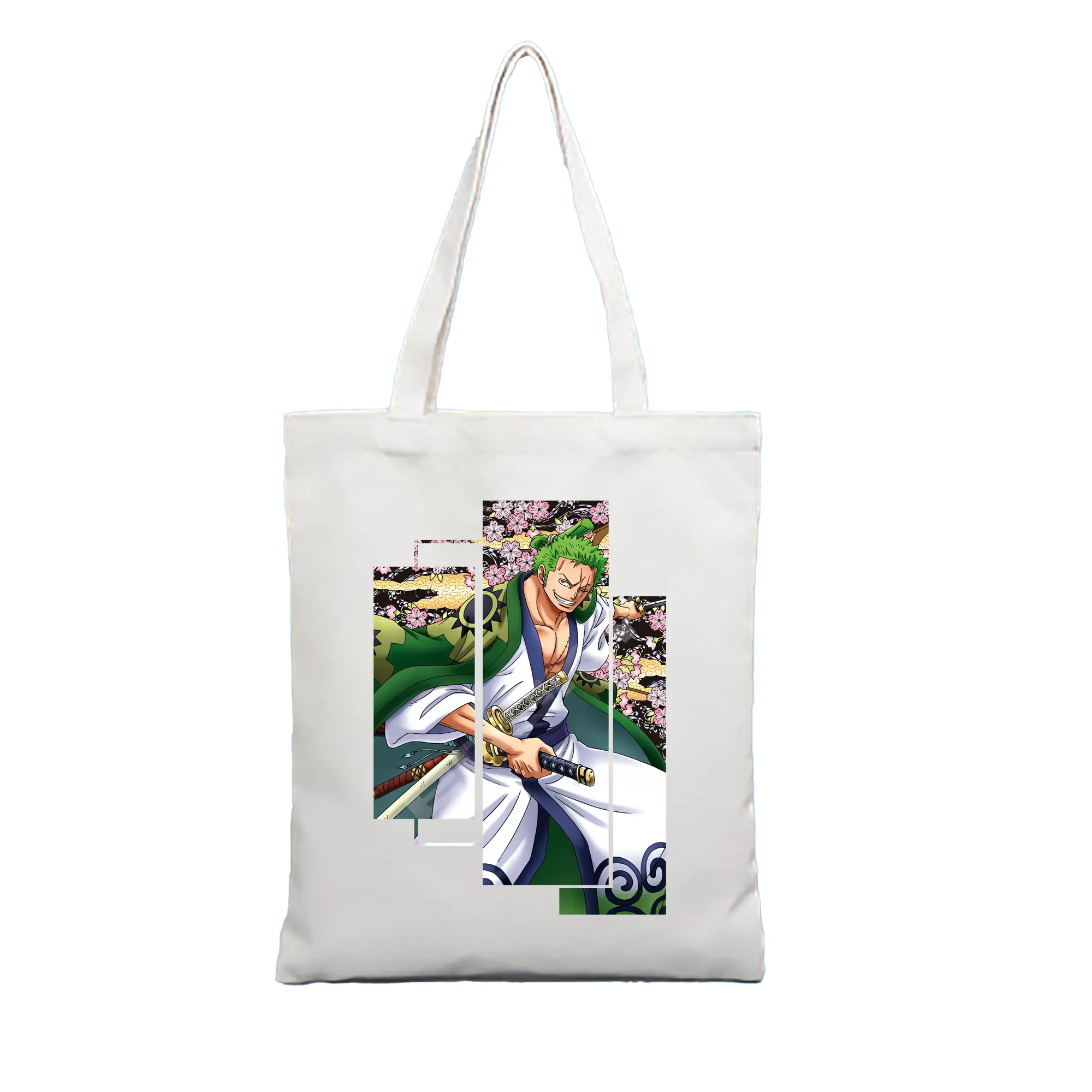 ワンピース グッズ ロロノア・ゾロ - 縦型キャンバス手提げバッグ（トートバッグ） ・ キャンバス素材 ・ ショッピング用 ・ 軽量 丈夫 お手入れ簡単