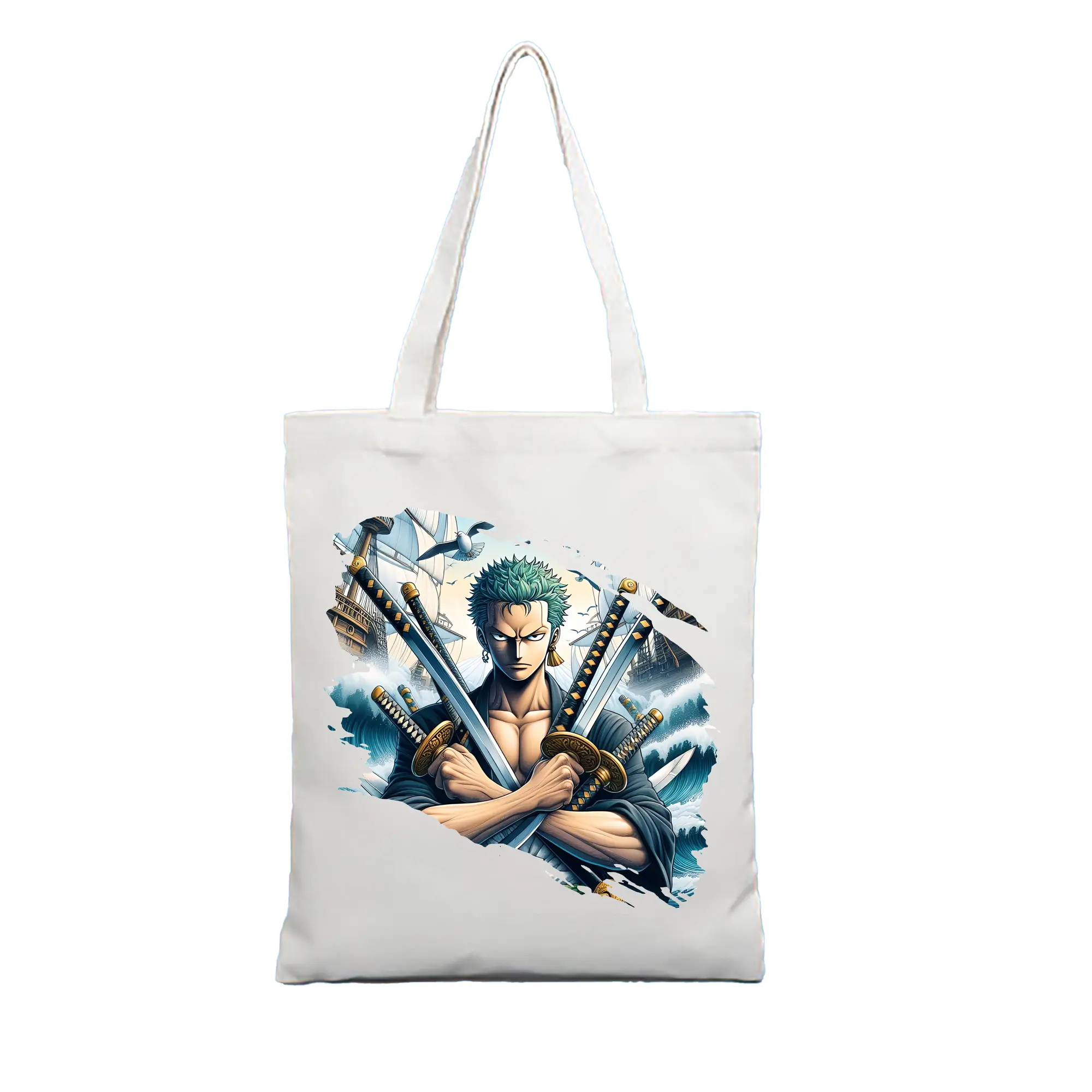 ワンピース グッズ ロロノア・ゾロ - 縦型キャンバス手提げバッグ（トートバッグ） ・ キャンバス素材 ・ ショッピング用 ・ 軽量 丈夫 お手入れ簡単