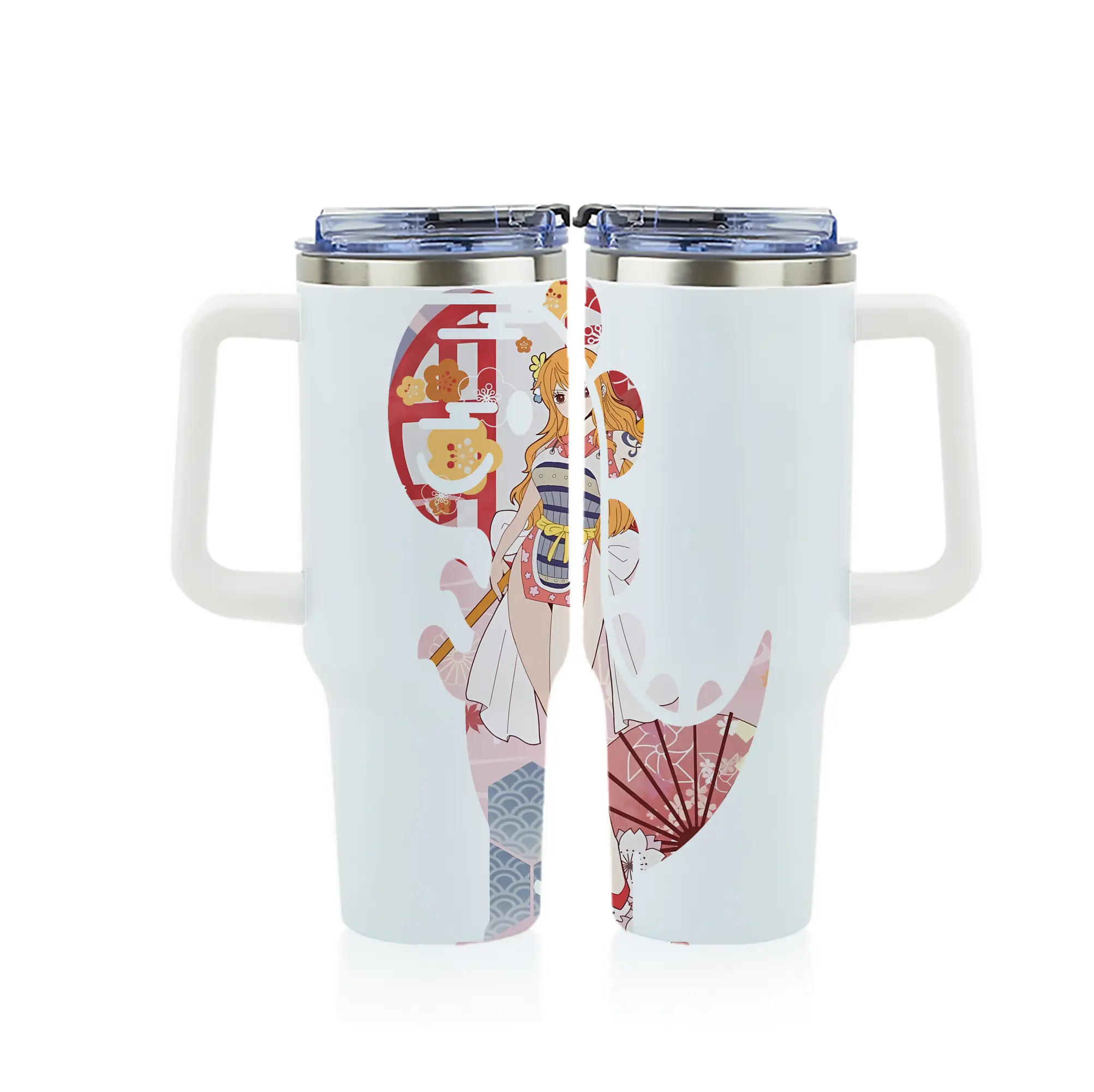 ワンピース グッズ ナミ - 1200mL フルプリント車用タンブラー ・ 304ステンレス 内側 ・ 201ステンレス 外側 ・ 保温 保冷 ・ 通勤 ドライブ アウトドア用