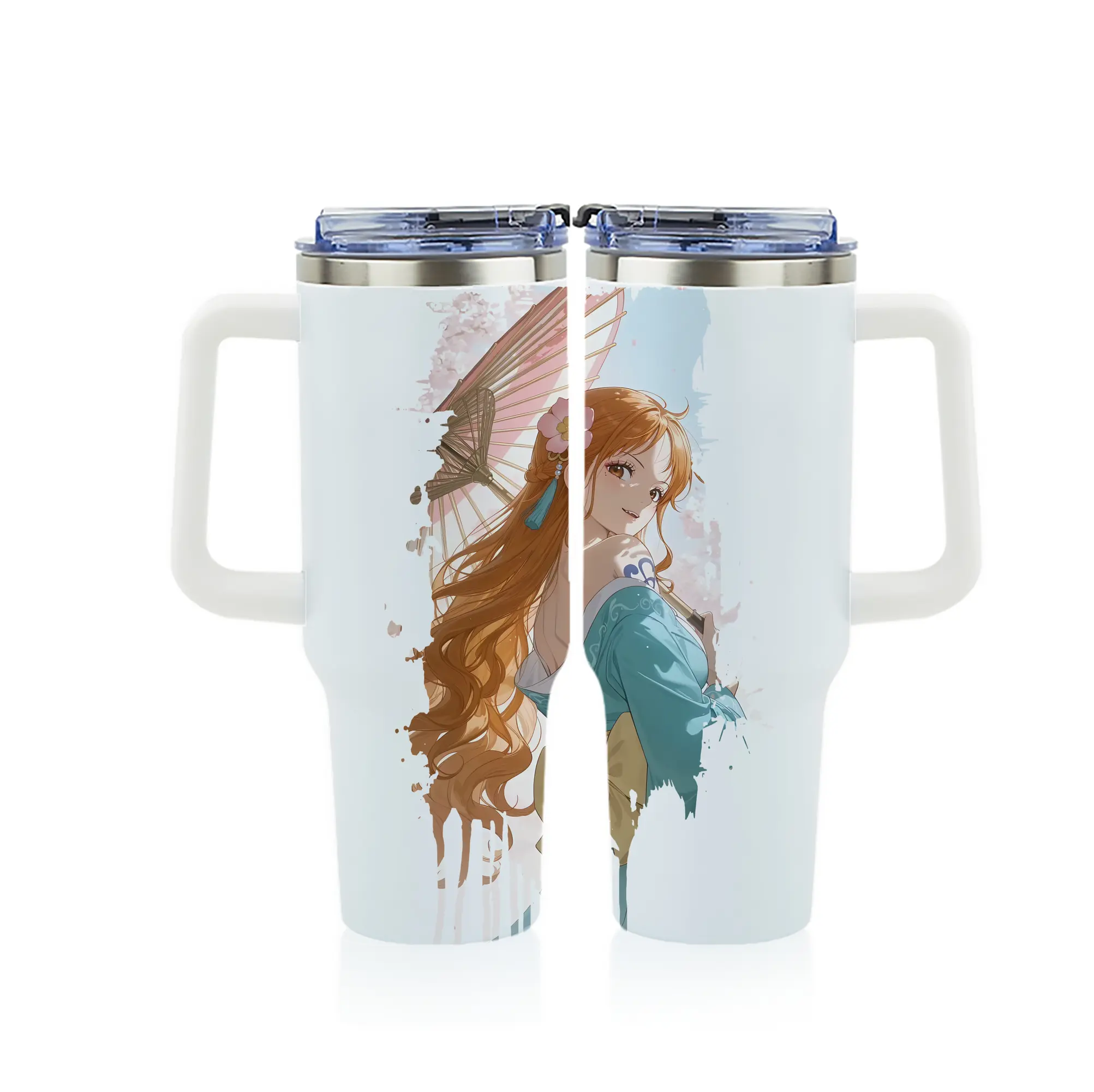 ワンピース グッズ ナミ - 1200mL フルプリント車用タンブラー ・ 304ステンレス 内側 ・ 201ステンレス 外側 ・ 保温 保冷 ・ 通勤 ドライブ アウトドア用