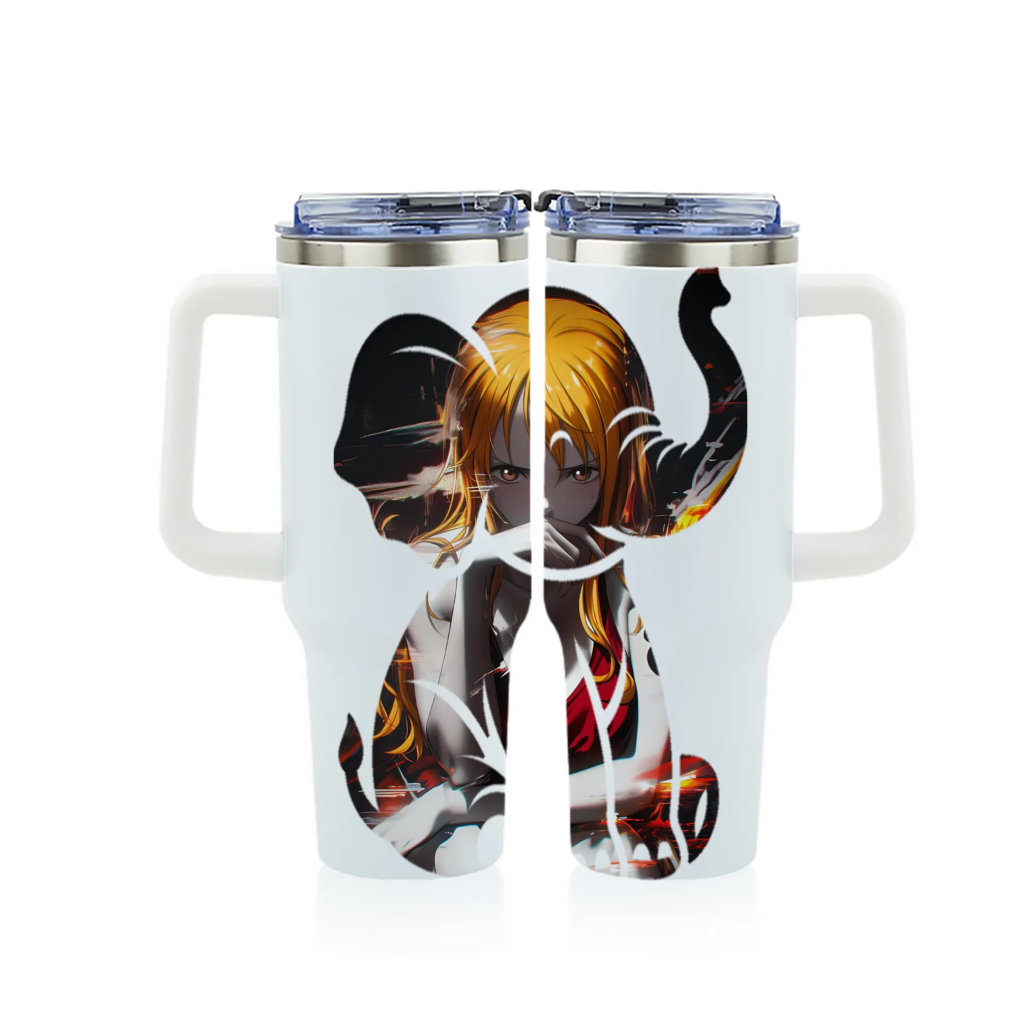 ワンピース グッズ ナミ - 1200mL フルプリント車用タンブラー ・ 304ステンレス 内側 ・ 201ステンレス 外側 ・ 保温 保冷 ・ 通勤 ドライブ アウトドア用