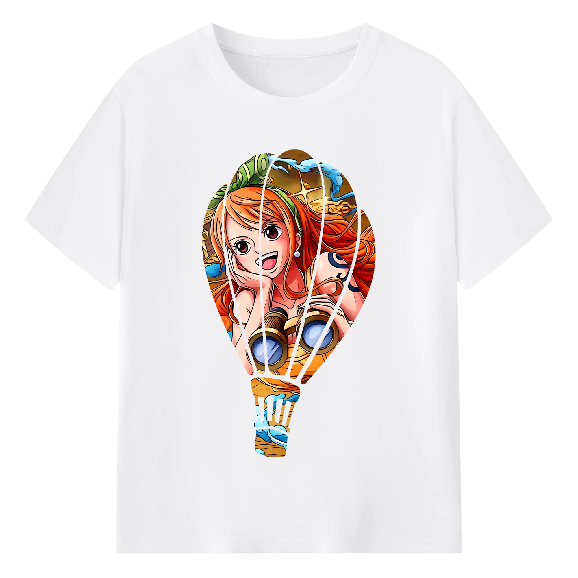 ワンピース グッズ ナミ - 綿100％ 半袖Tシャツ ・ フロントプリント ・ 快適 通気性 ・ 日常使い 散歩 スポーツ用