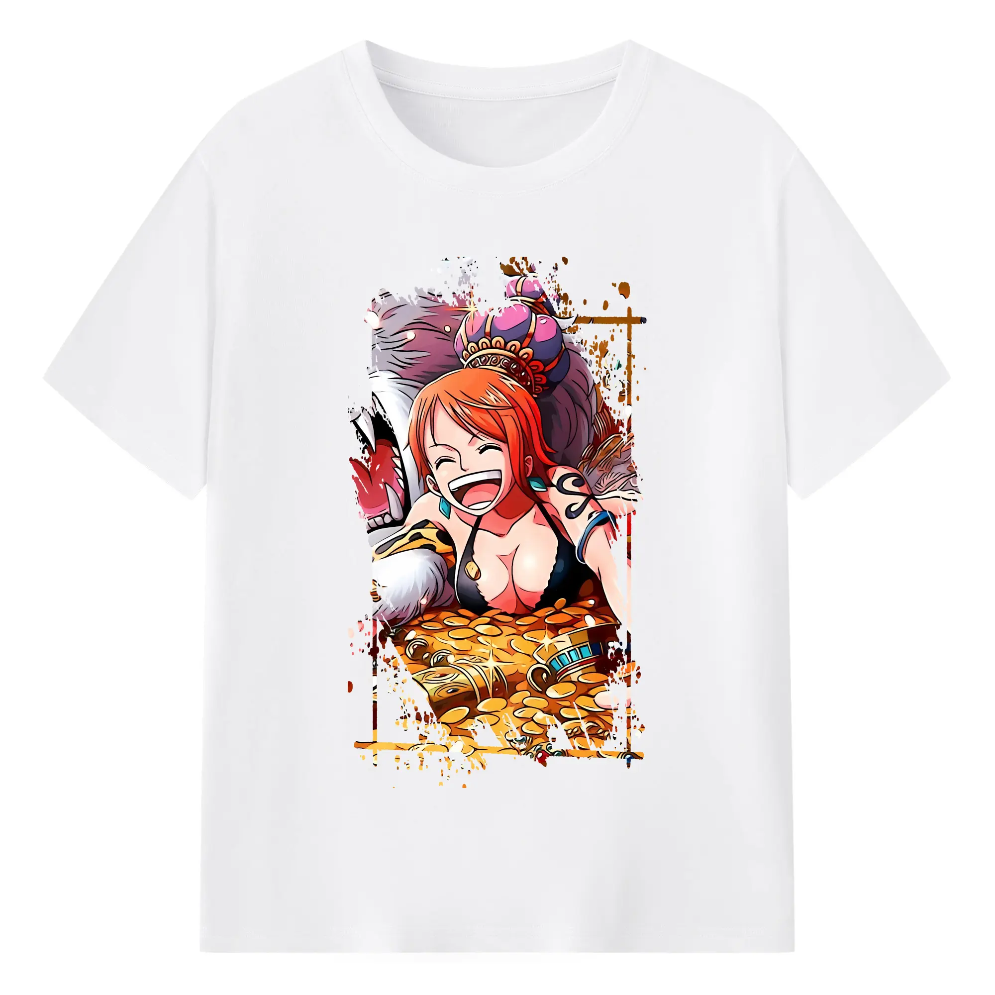 ワンピース グッズ ナミ - 綿100％ 半袖Tシャツ ・ フロントプリント ・ 快適 通気性 ・ 日常使い 散歩 スポーツ用