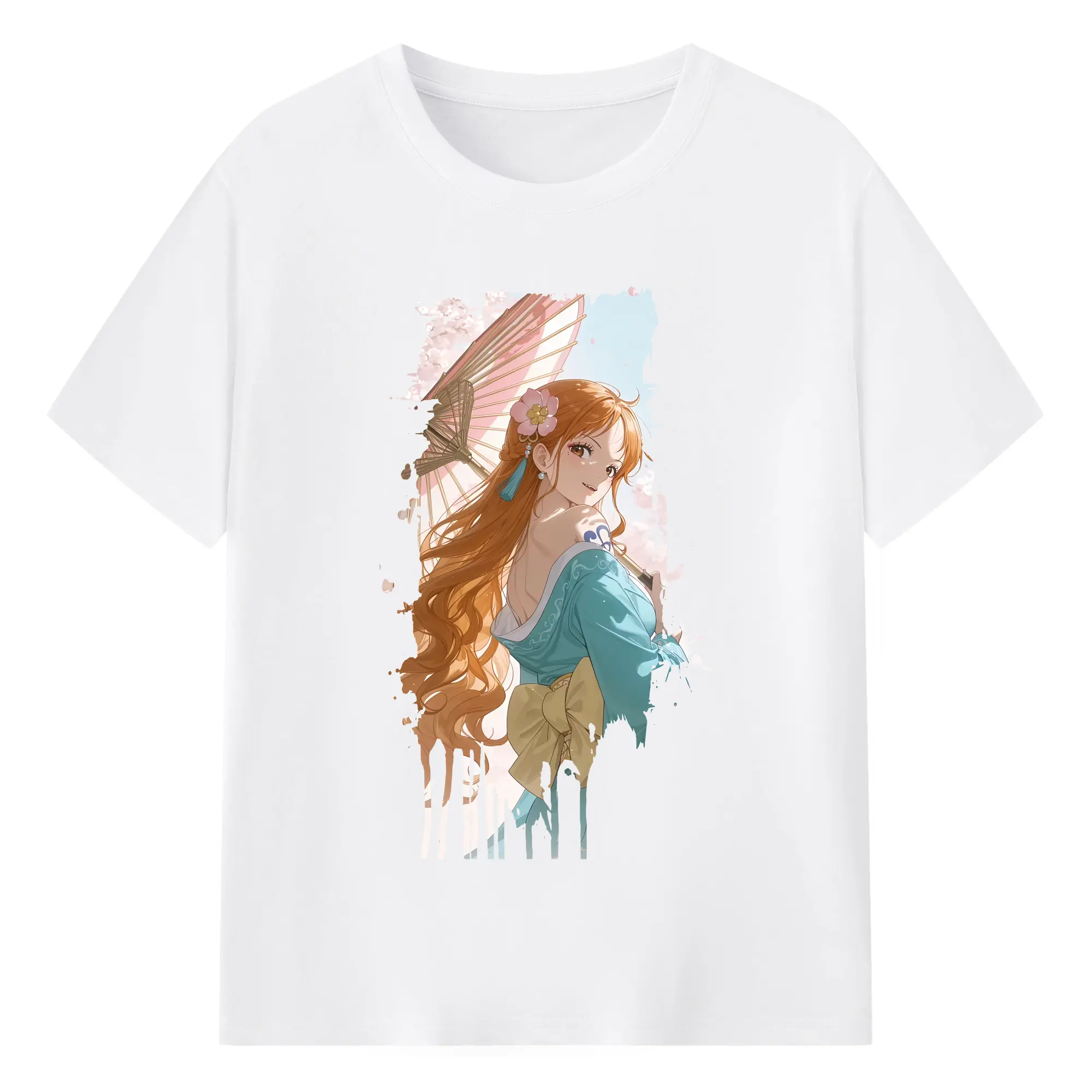 ワンピース グッズ ナミ - 綿100％ 半袖Tシャツ ・ フロントプリント ・ 快適 通気性 ・ 日常使い 散歩 スポーツ用