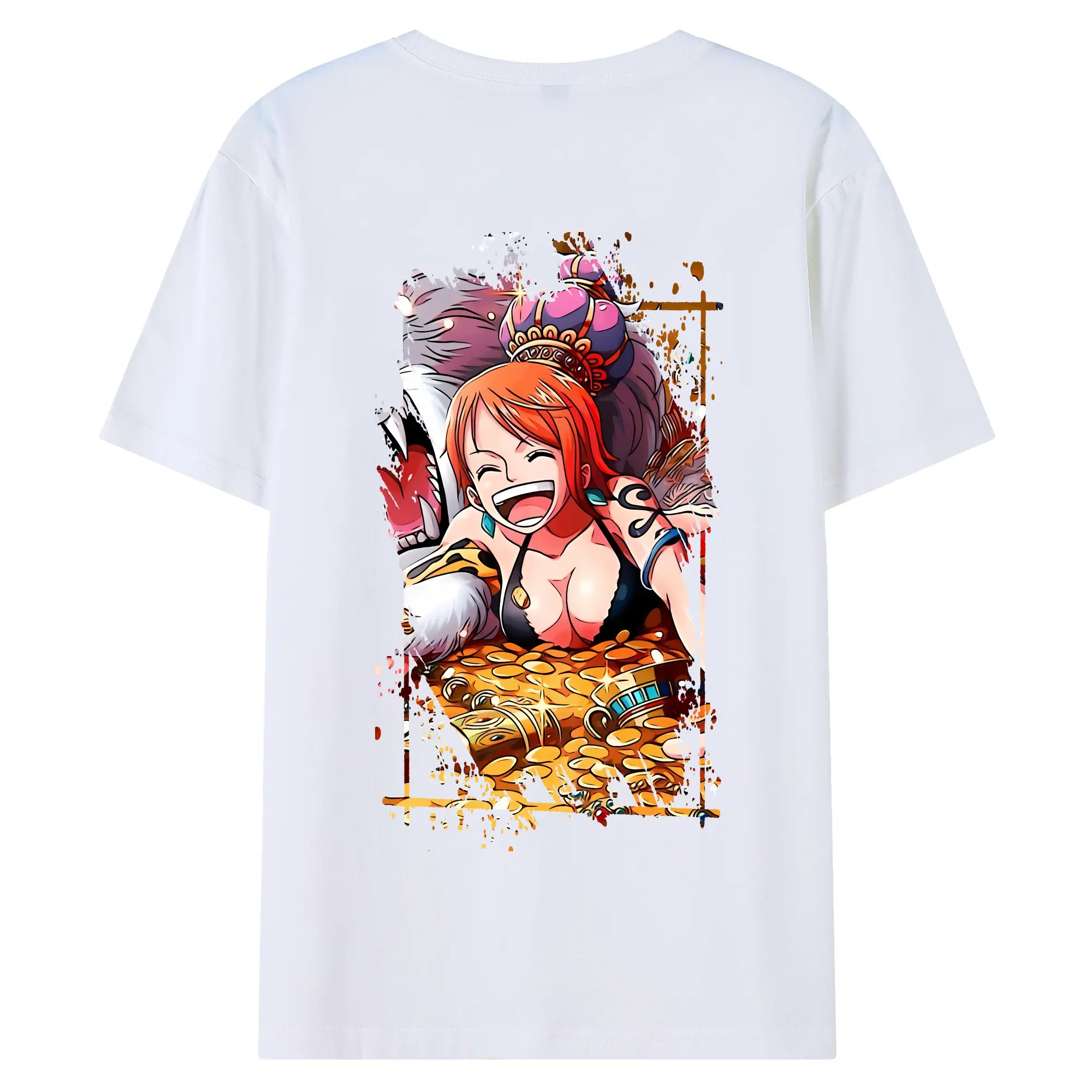 ワンピース グッズ ナミ - 綿100％ 半袖Tシャツ ・ バックプリント ・ 快適 通気性 ・ 日常使い 散歩 スポーツ用