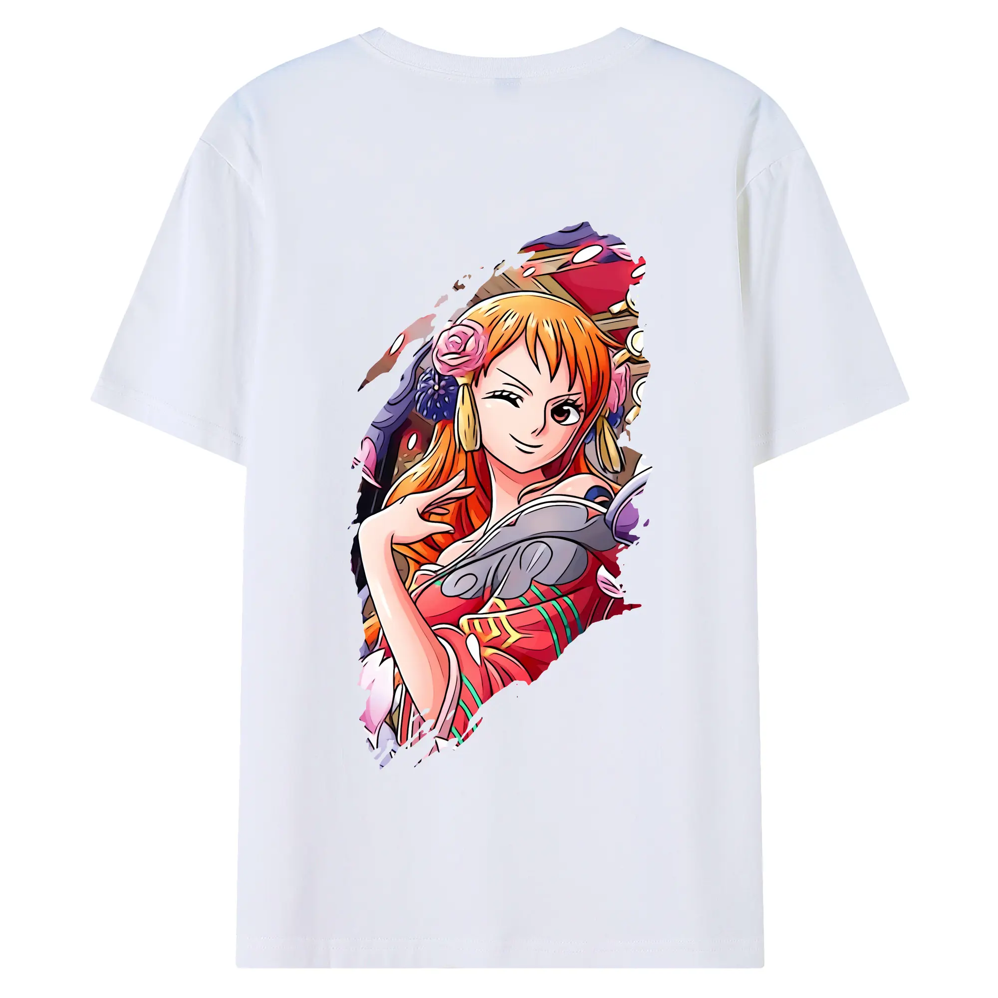 ワンピース グッズ ナミ - 綿100％ 半袖Tシャツ ・ バックプリント ・ 快適 通気性 ・ 日常使い 散歩 スポーツ用