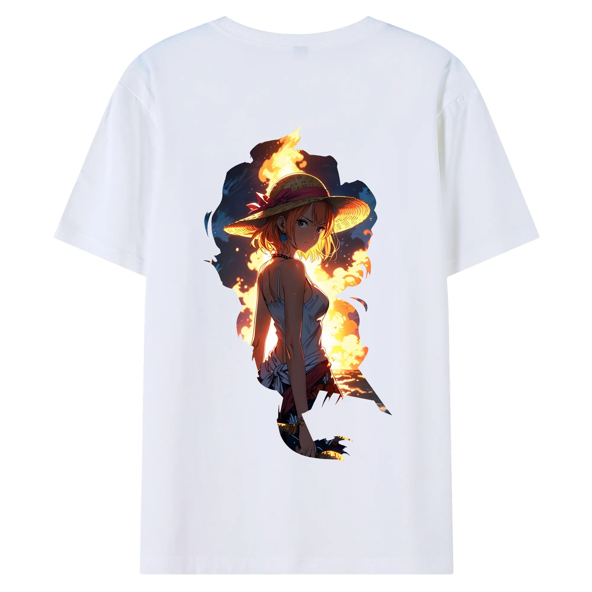 ワンピース グッズ ナミ - 綿100％ 半袖Tシャツ ・ バックプリント ・ 快適 通気性 ・ 日常使い 散歩 スポーツ用