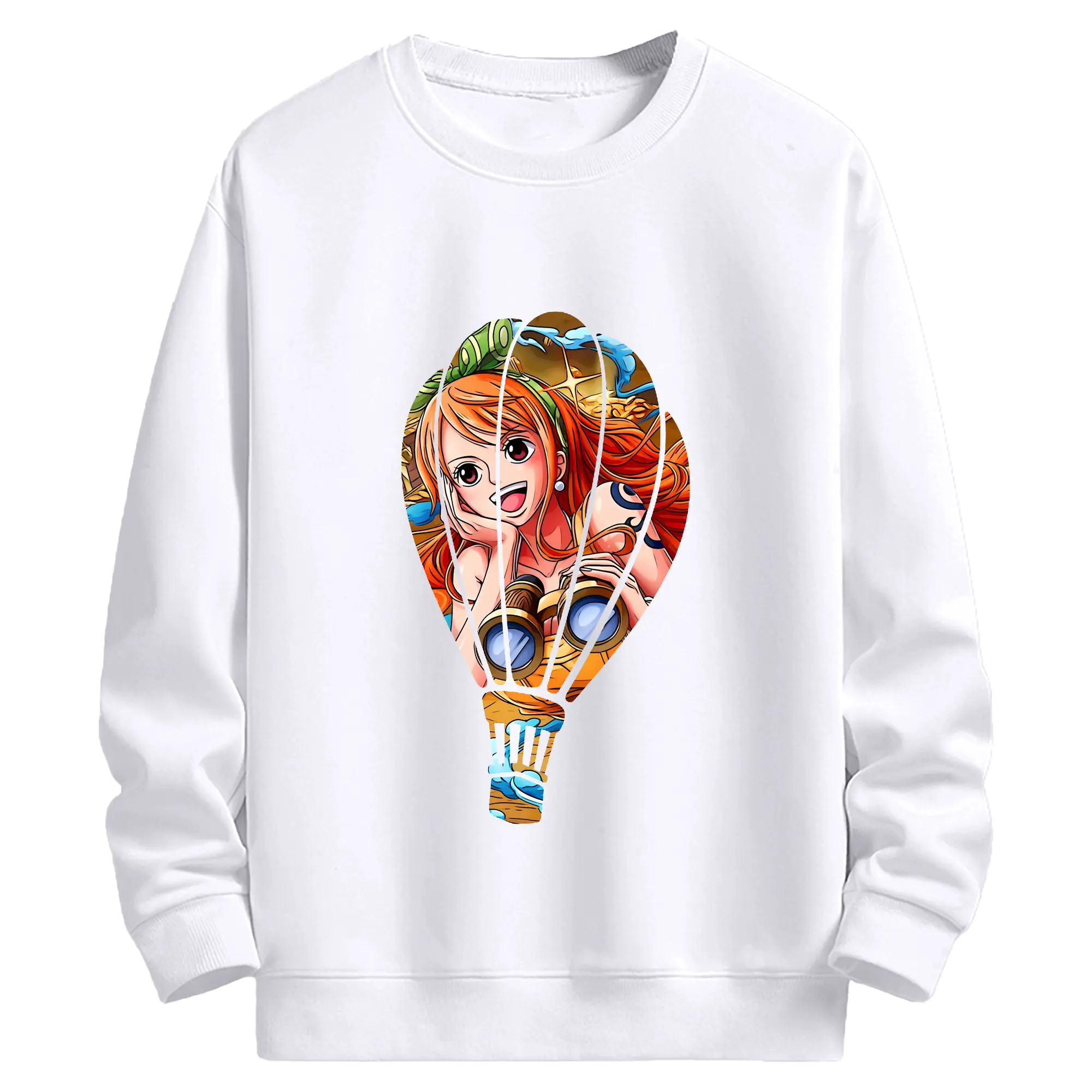 ワンピース グッズ ナミ - 高品質 クルーネック スウェット ・ コットン59％ ポリエステル41％ ・ ユニセックス 長袖 トレーナー ・ カジュアル デイリー スポーツ 散歩用