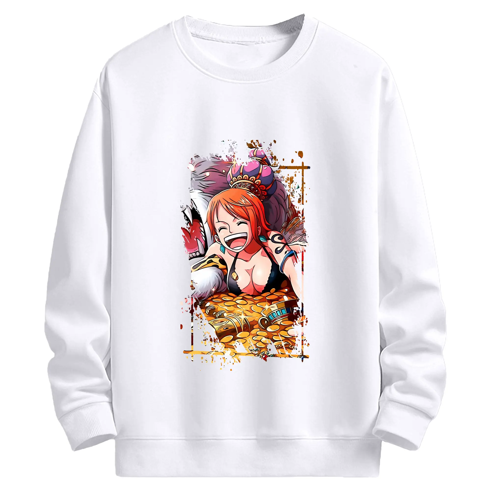 ワンピース グッズ ナミ - 高品質 クルーネック スウェット ・ コットン59％ ポリエステル41％ ・ ユニセックス 長袖 トレーナー ・ カジュアル デイリー スポーツ 散歩用