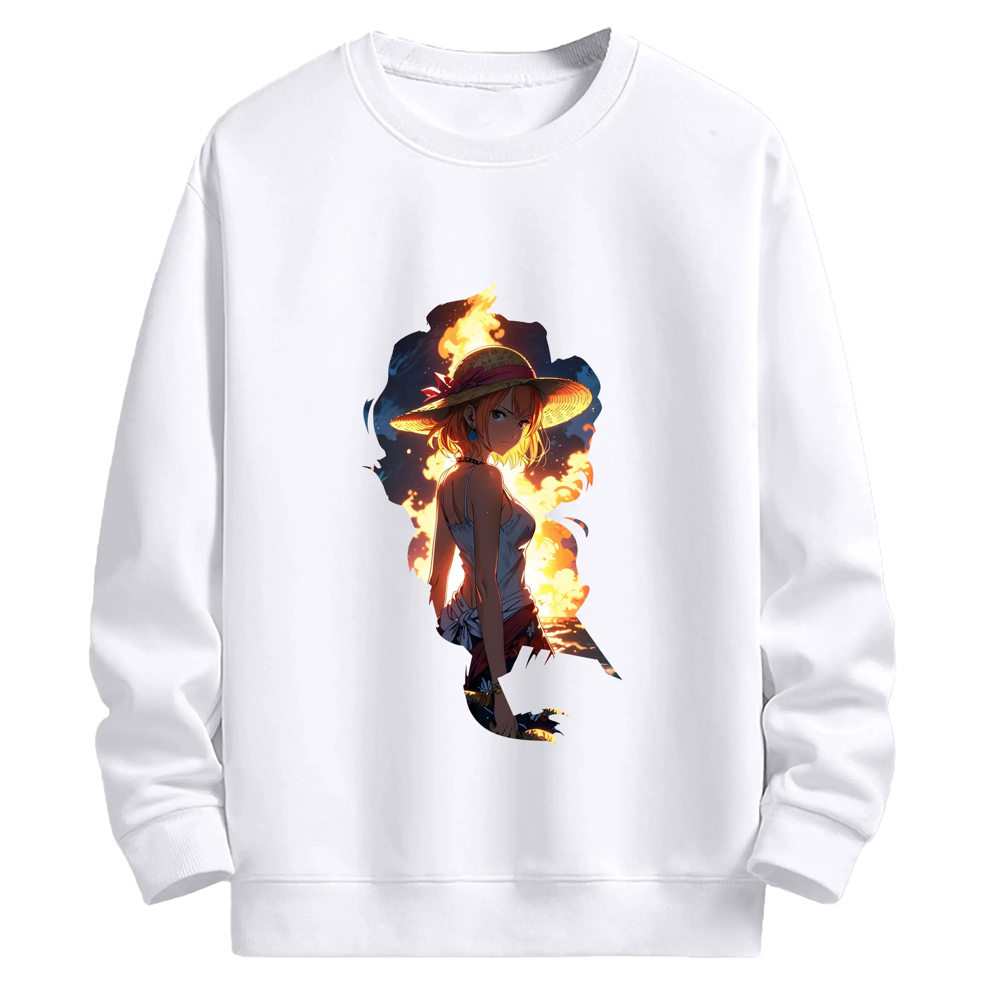 ワンピース グッズ ナミ - 高品質 クルーネック スウェット ・ コットン59％ ポリエステル41％ ・ ユニセックス 長袖 トレーナー ・ カジュアル デイリー スポーツ 散歩用