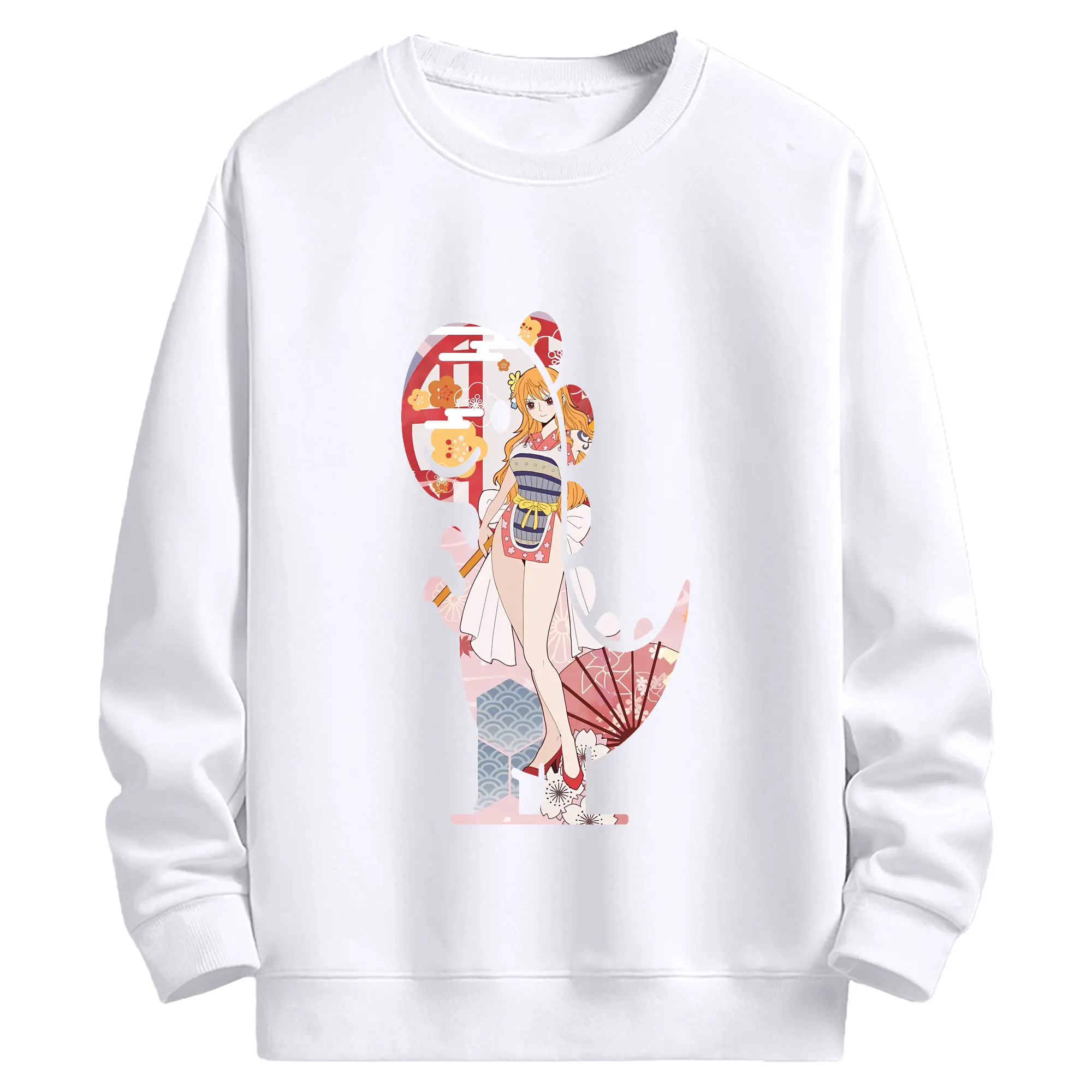 ワンピース グッズ ナミ - 高品質 クルーネック スウェット ・ コットン59％ ポリエステル41％ ・ ユニセックス 長袖 トレーナー ・ カジュアル デイリー スポーツ 散歩用