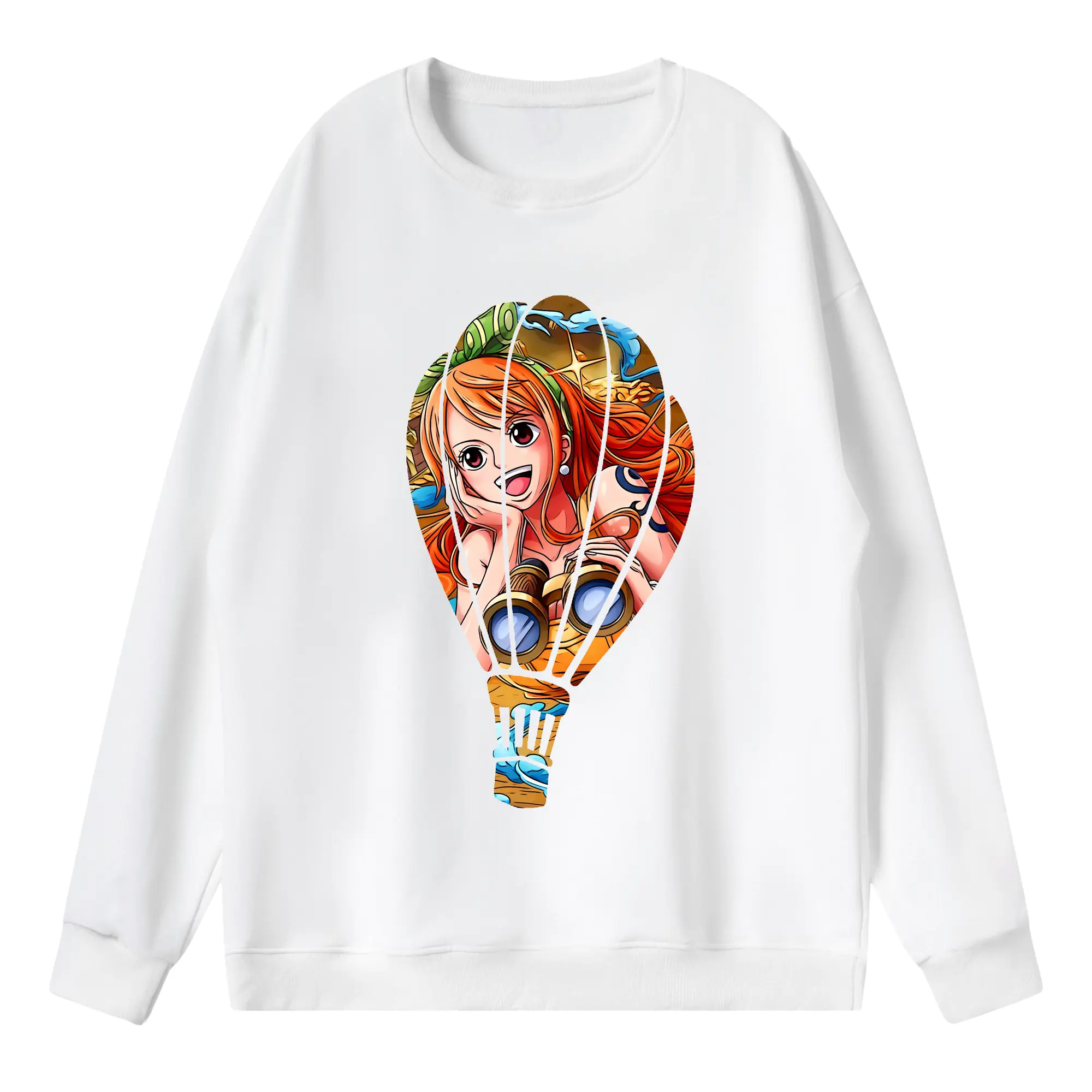 ワンピース グッズ ナミ - 薄手 クルーネック スウェット 裏毛260g · ポリエステル 春秋向け カジュアル 男女兼用 · トレーナー デイリー スポーツ 散歩に最適