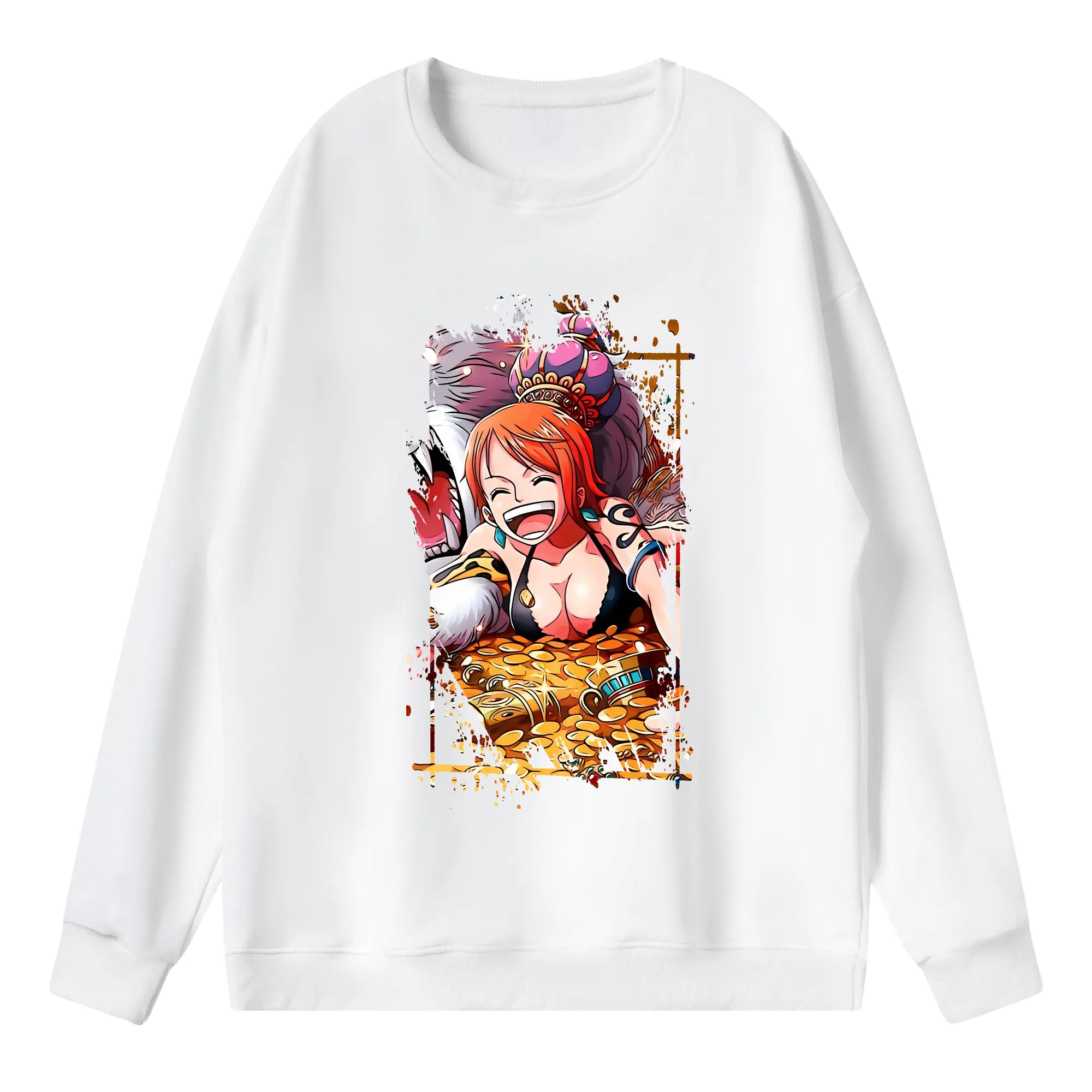 ワンピース グッズ ナミ - 薄手 クルーネック スウェット 裏毛260g · ポリエステル 春秋向け カジュアル 男女兼用 · トレーナー デイリー スポーツ 散歩に最適