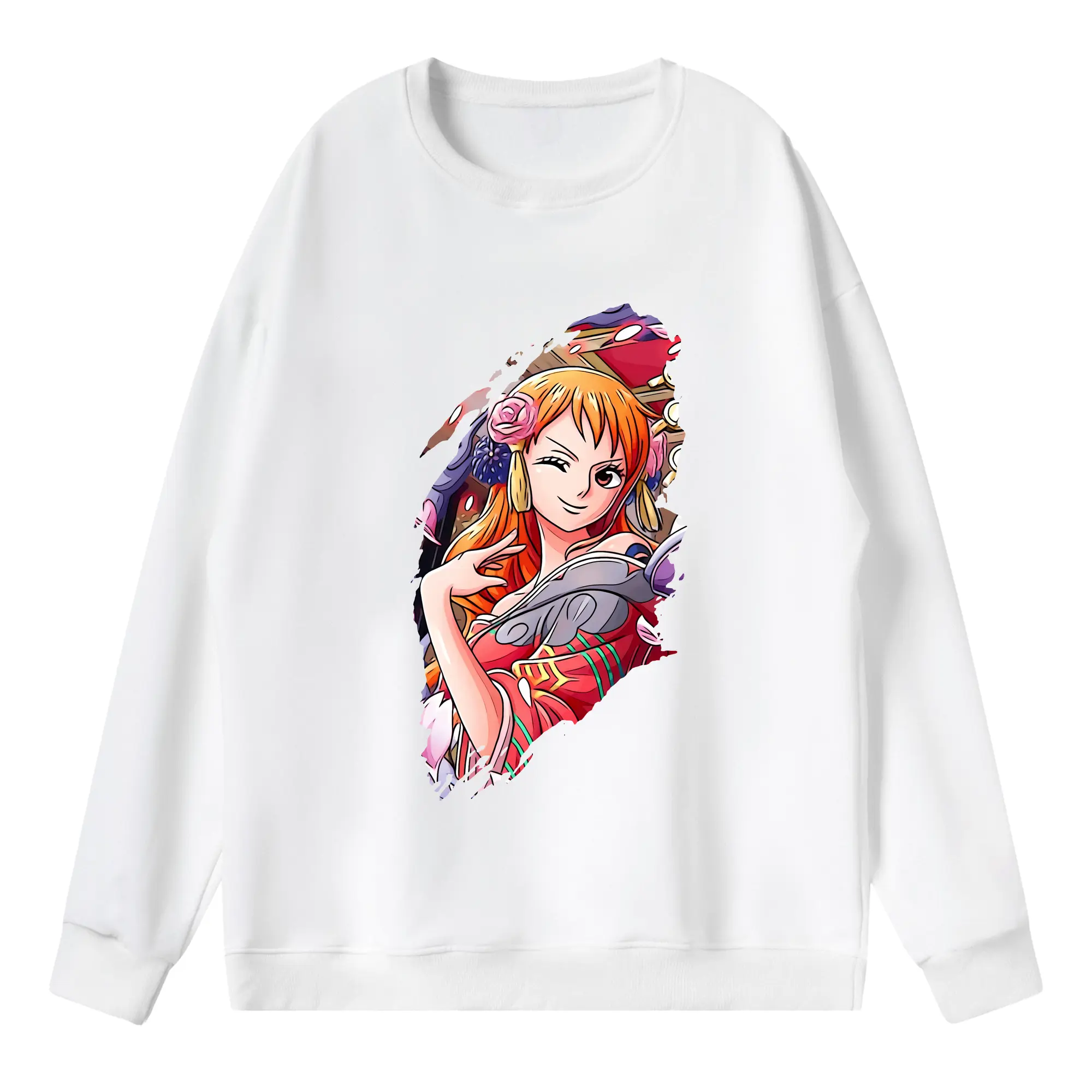 ワンピース グッズ ナミ - 薄手 クルーネック スウェット 裏毛260g · ポリエステル 春秋向け カジュアル 男女兼用 · トレーナー デイリー スポーツ 散歩に最適