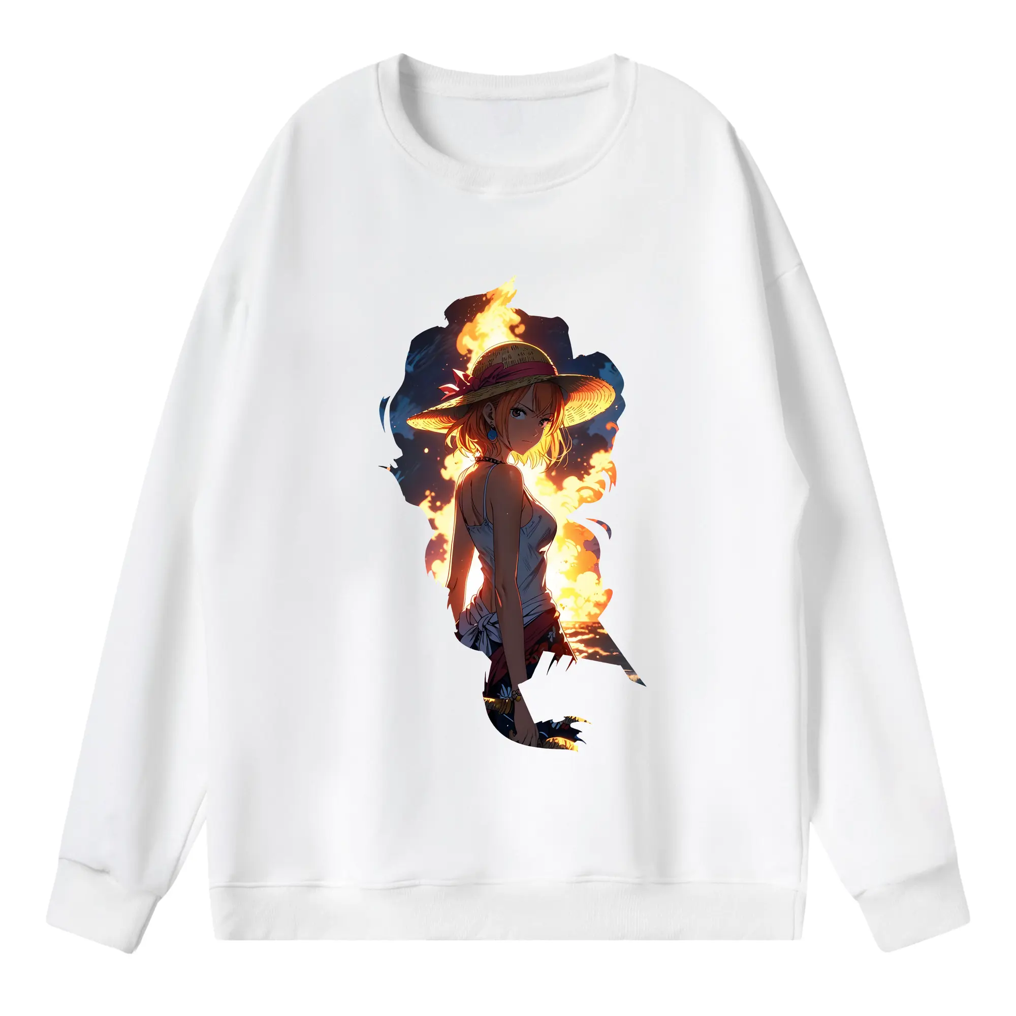 ワンピース グッズ ナミ - 薄手 クルーネック スウェット 裏毛260g · ポリエステル 春秋向け カジュアル 男女兼用 · トレーナー デイリー スポーツ 散歩に最適