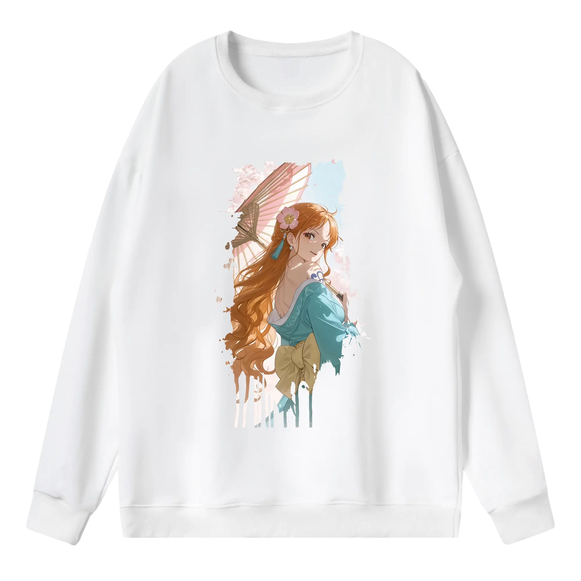 ワンピース グッズ ナミ - 薄手 クルーネック スウェット 裏毛260g · ポリエステル 春秋向け カジュアル 男女兼用 · トレーナー デイリー スポーツ 散歩に最適