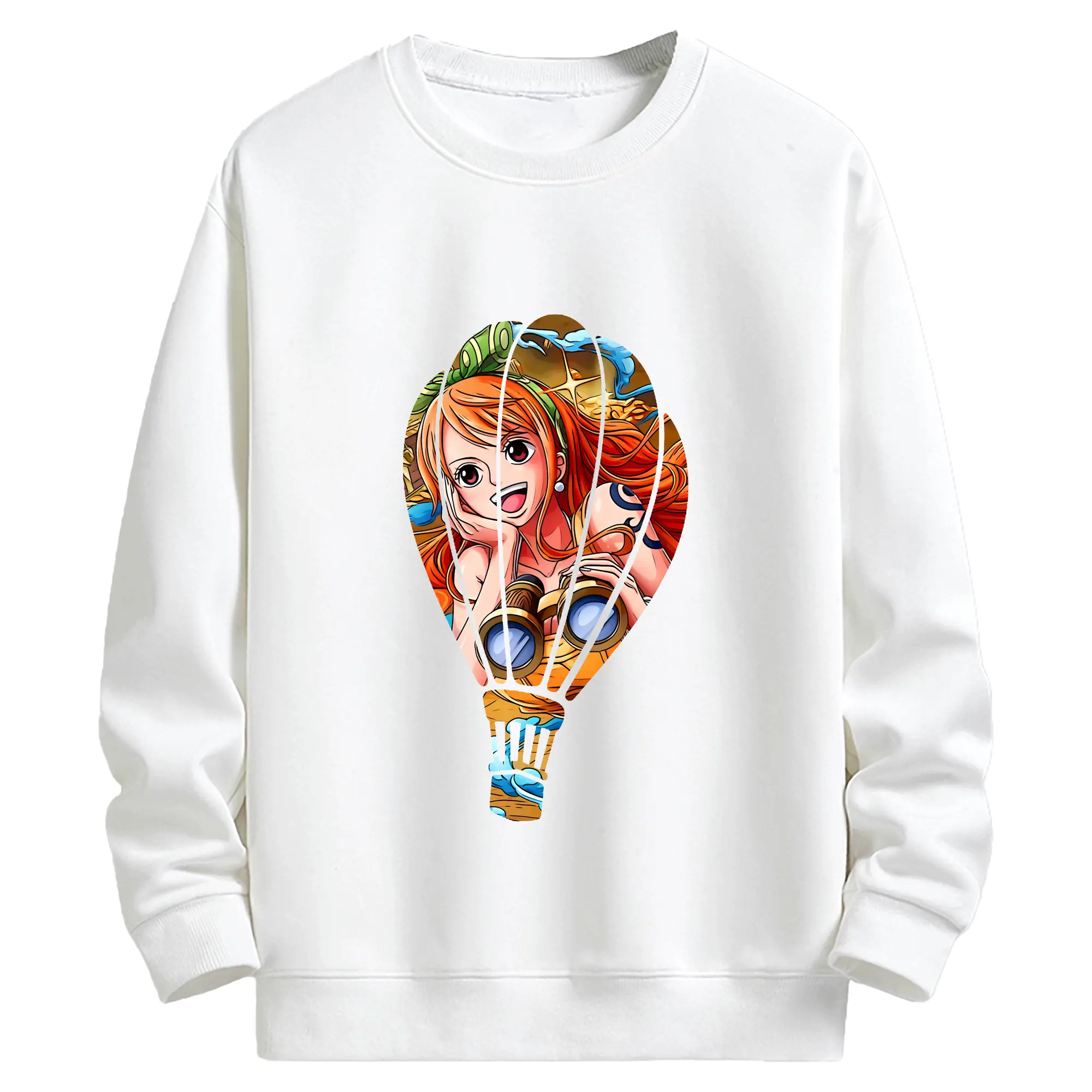 ワンピース グッズ ナミ - キッズ クルーネックスウェットシャツ ・ フロントプリント ・ 綿80％ ポリエステル20％ ・ 快適 通学 スポーツ 日常使い お散歩用