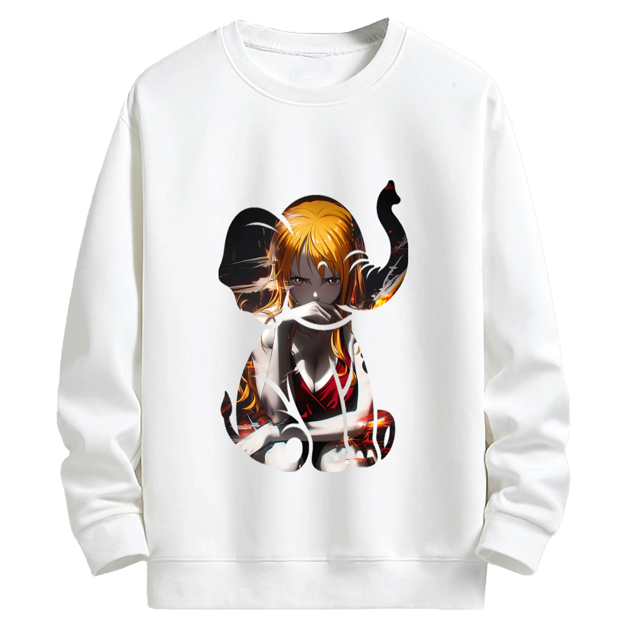 ワンピース グッズ ナミ - キッズ クルーネックスウェットシャツ ・ フロントプリント ・ 綿80％ ポリエステル20％ ・ 快適 通学 スポーツ 日常使い お散歩用