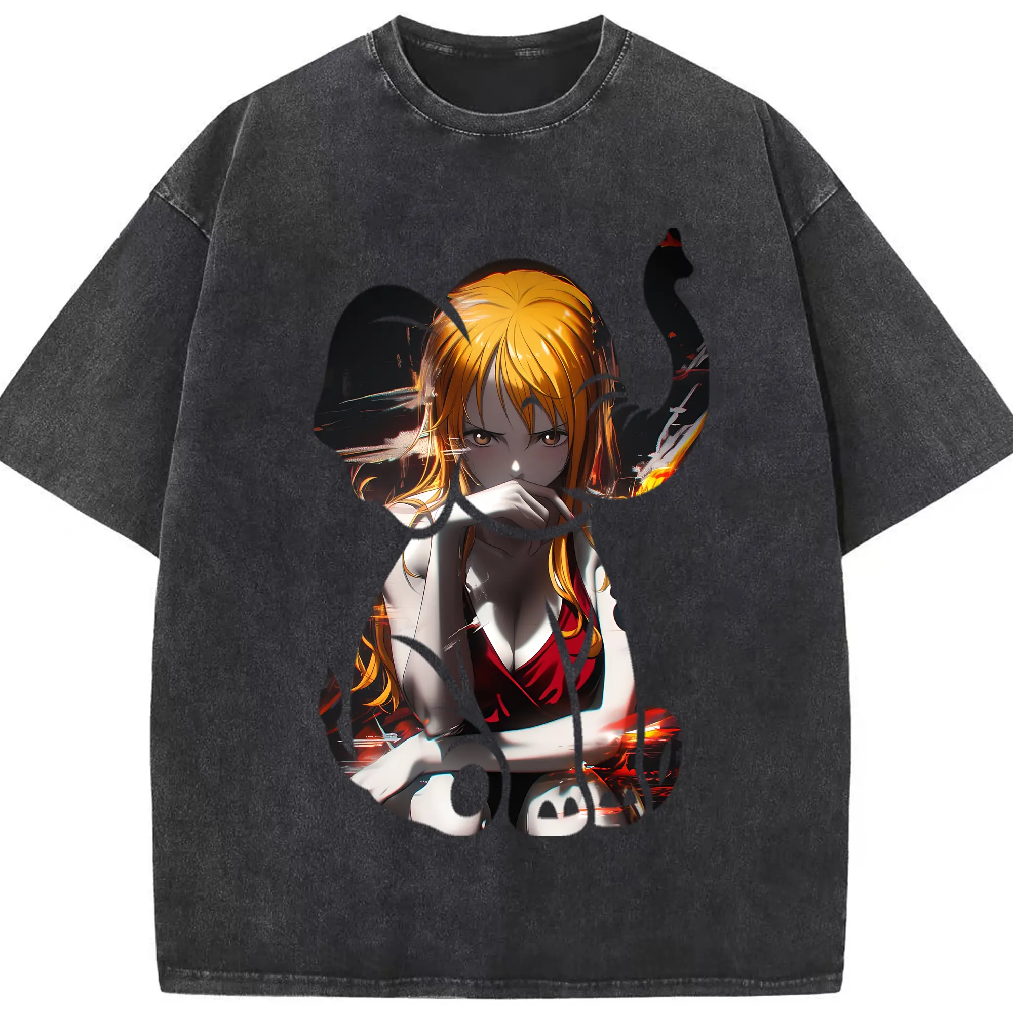 ワンピース グッズ ナミ - 綿100％ ヴィンテージ風 半袖Tシャツ ・ フロントプリント ・ 柔らか肌触り ・ 通気性 快適 ・ スポーツ カジュアル 外出用