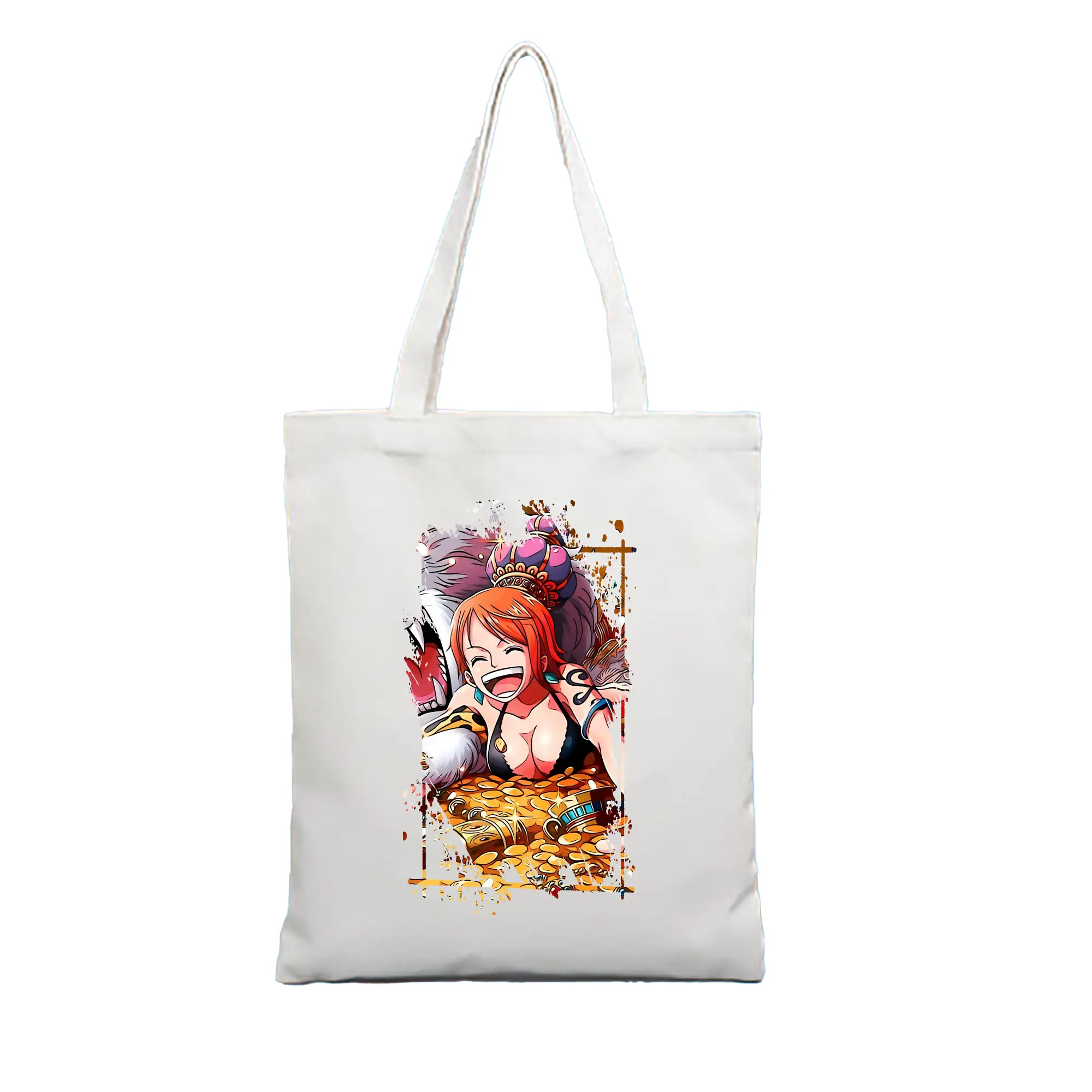 ワンピース グッズ ナミ - 縦型キャンバス手提げバッグ（トートバッグ） ・ キャンバス素材 ・ ショッピング用 ・ 軽量 丈夫 お手入れ簡単