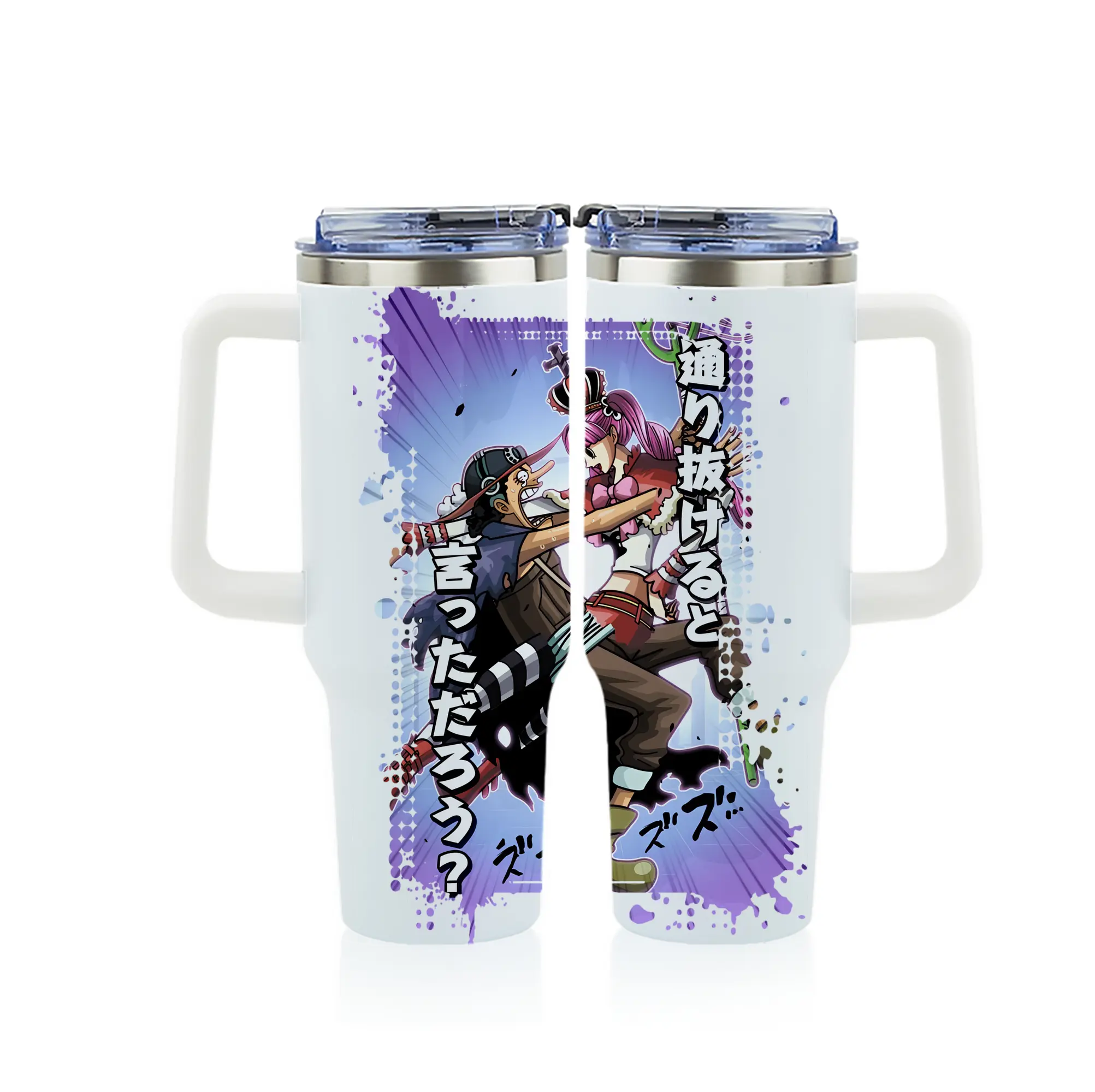 ワンピース グッズ ウソップ - 1200mL フルプリント車用タンブラー ・ 304ステンレス 内側 ・ 201ステンレス 外側 ・ 保温 保冷 ・ 通勤 ドライブ アウトドア用