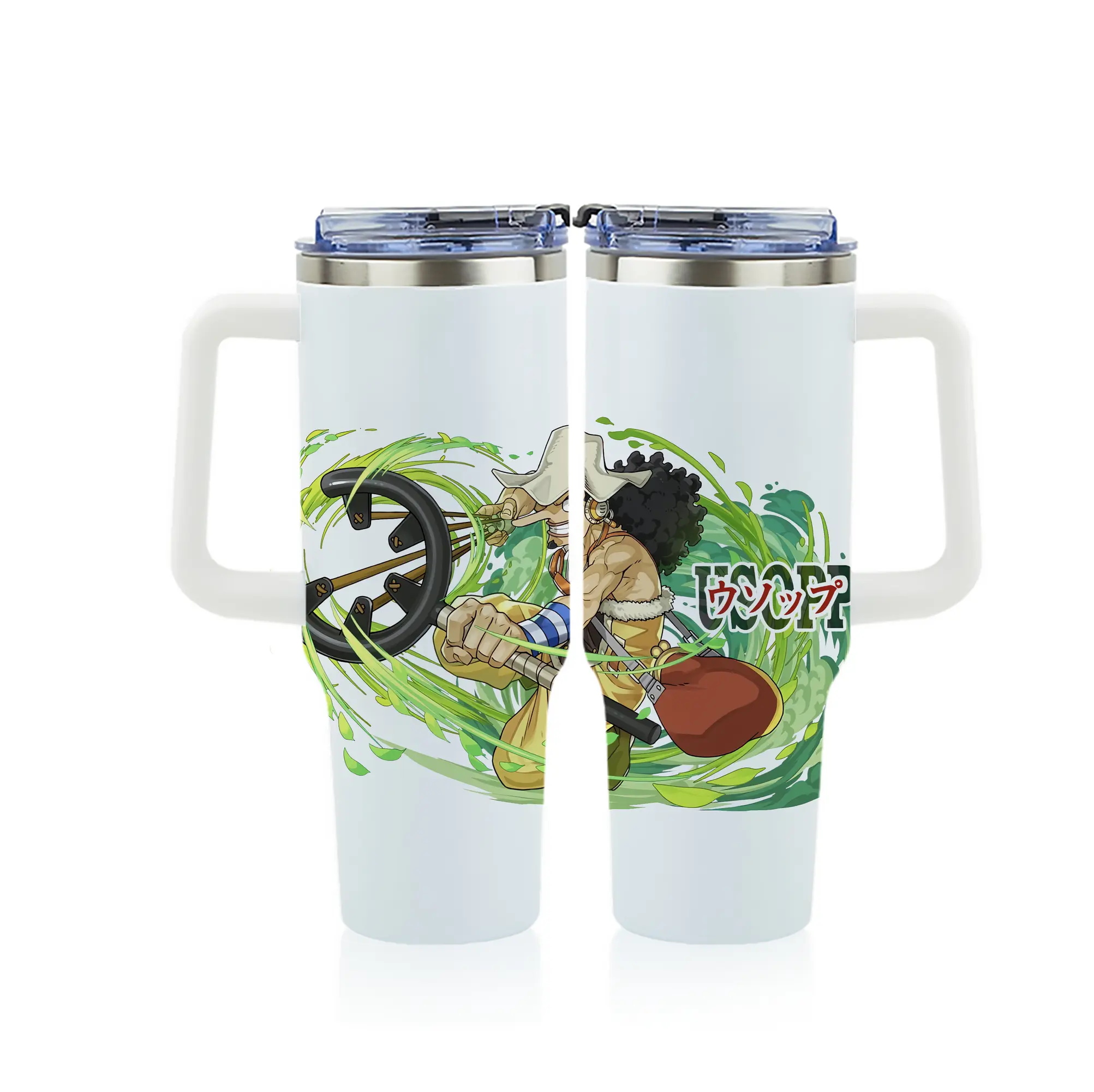 ワンピース グッズ ウソップ - 1200mL フルプリント車用タンブラー ・ 304ステンレス 内側 ・ 201ステンレス 外側 ・ 保温 保冷 ・ 通勤 ドライブ アウトドア用