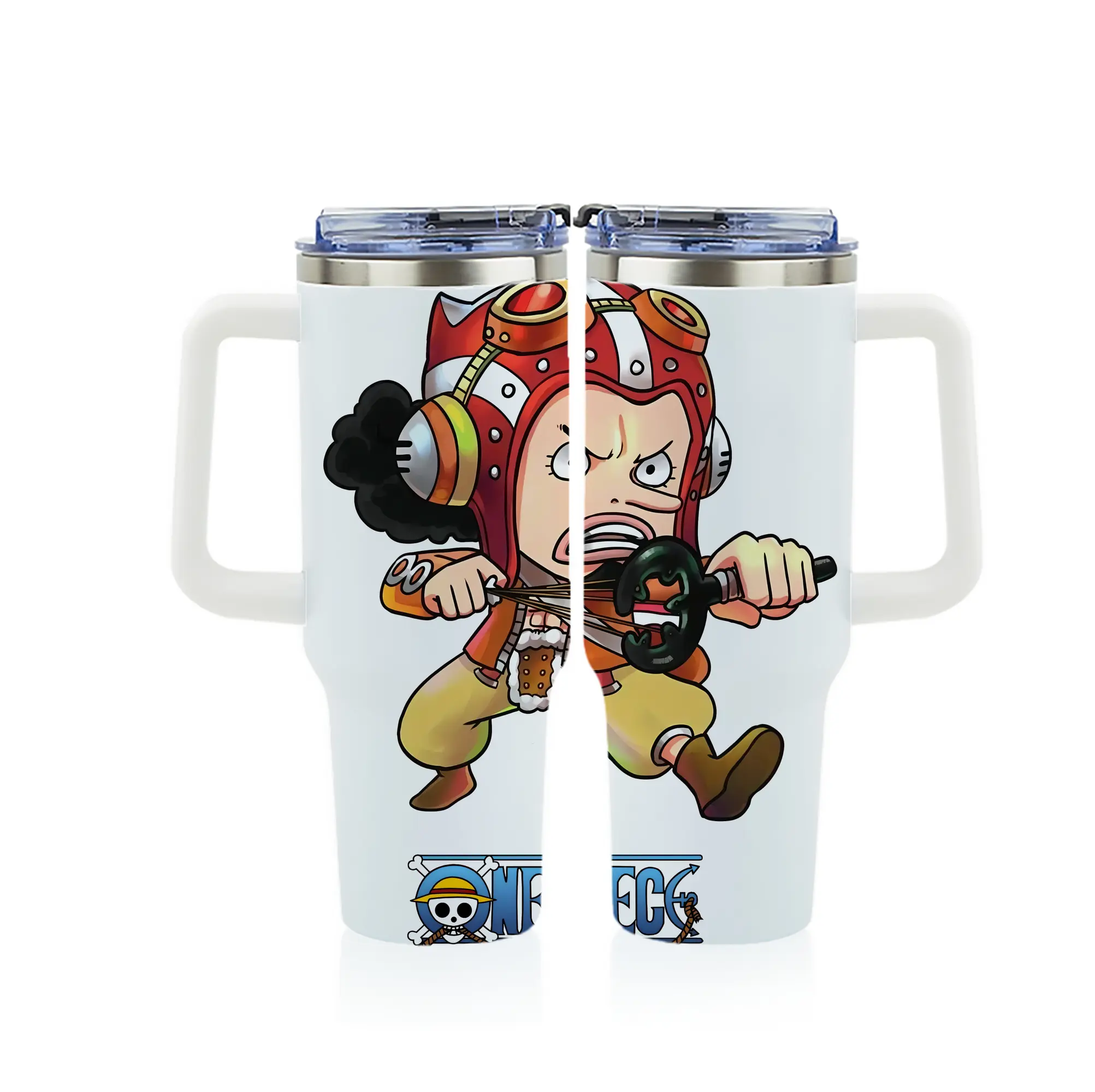 ワンピース グッズ ウソップ - 1200mL フルプリント車用タンブラー ・ 304ステンレス 内側 ・ 201ステンレス 外側 ・ 保温 保冷 ・ 通勤 ドライブ アウトドア用