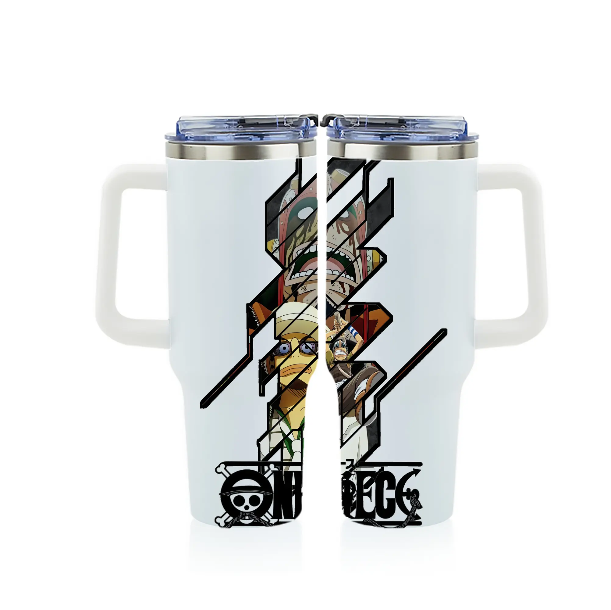 ワンピース グッズ ウソップ - 1200mL フルプリント車用タンブラー ・ 304ステンレス 内側 ・ 201ステンレス 外側 ・ 保温 保冷 ・ 通勤 ドライブ アウトドア用