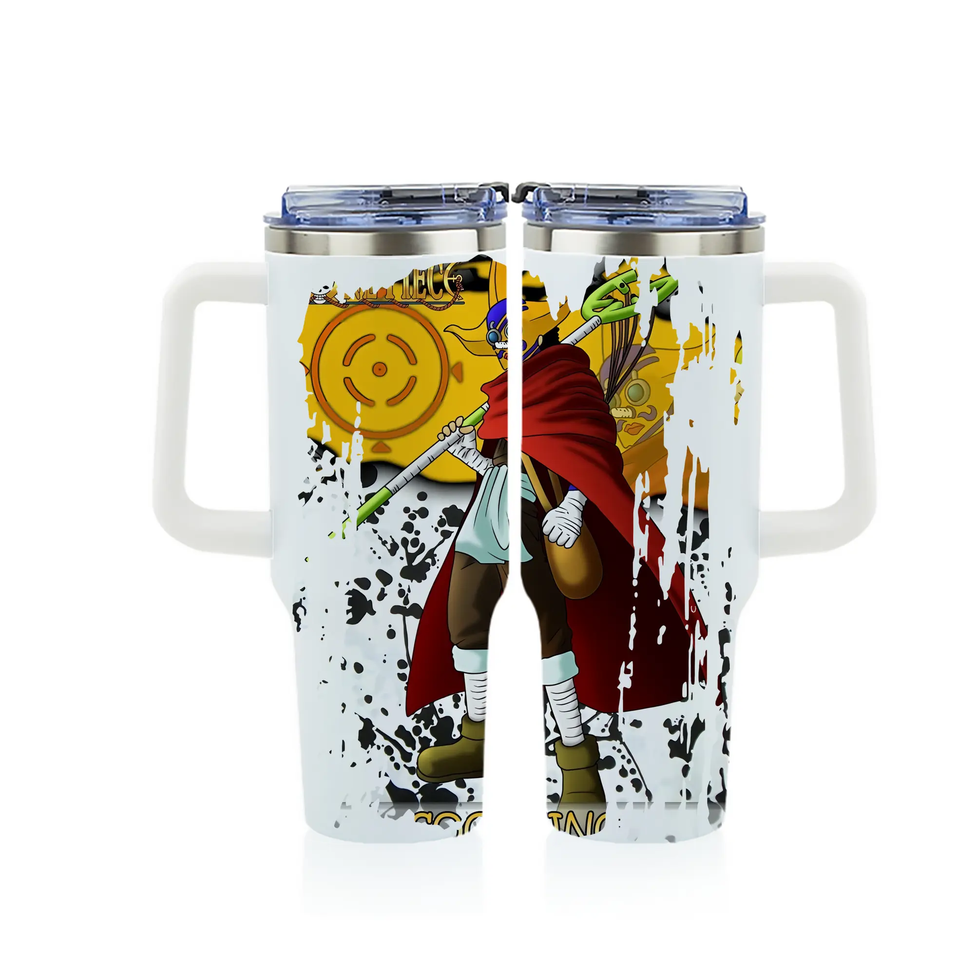 ワンピース グッズ ウソップ - 1200mL フルプリント車用タンブラー ・ 304ステンレス 内側 ・ 201ステンレス 外側 ・ 保温 保冷 ・ 通勤 ドライブ アウトドア用