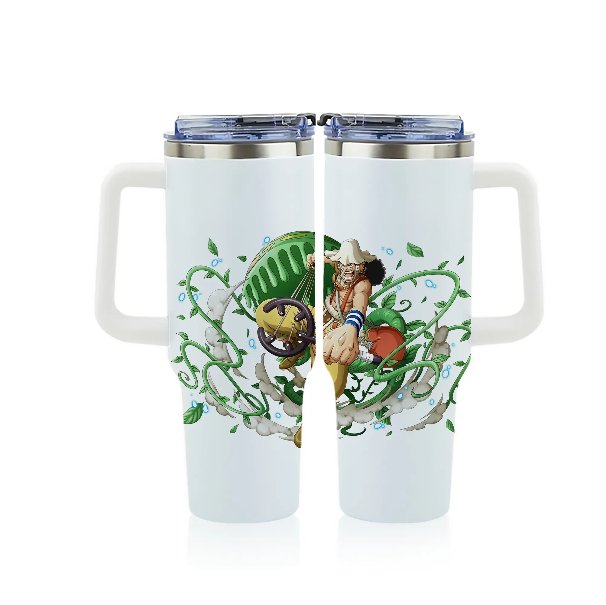 ワンピース グッズ ウソップ - 1200mL フルプリント車用タンブラー ・ 304ステンレス 内側 ・ 201ステンレス 外側 ・ 保温 保冷 ・ 通勤 ドライブ アウトドア用