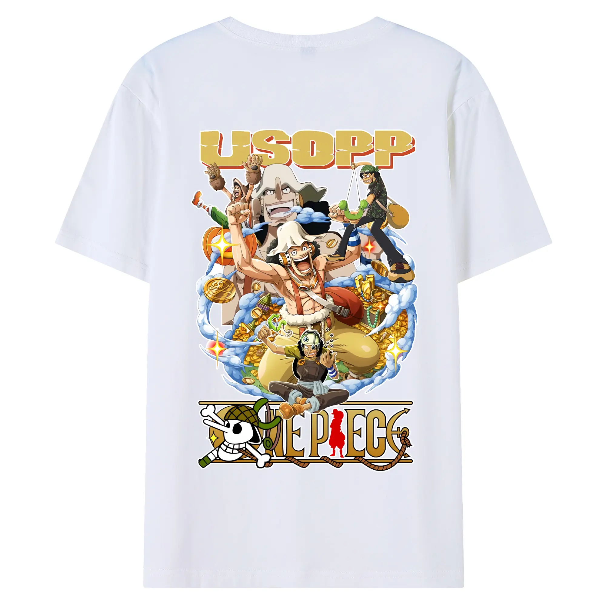 ワンピース グッズ ウソップ - 綿100％ 半袖Tシャツ ・ バックプリント ・ 快適 通気性 ・ 日常使い 散歩 スポーツ用