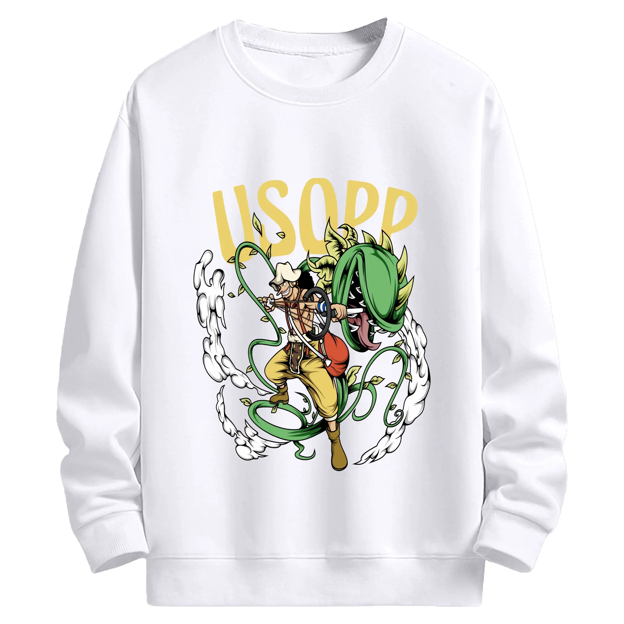 ワンピース グッズ ウソップ - 高品質 クルーネック スウェット ・ コットン59％ ポリエステル41％ ・ ユニセックス 長袖 トレーナー ・ カジュアル デイリー スポーツ 散歩用