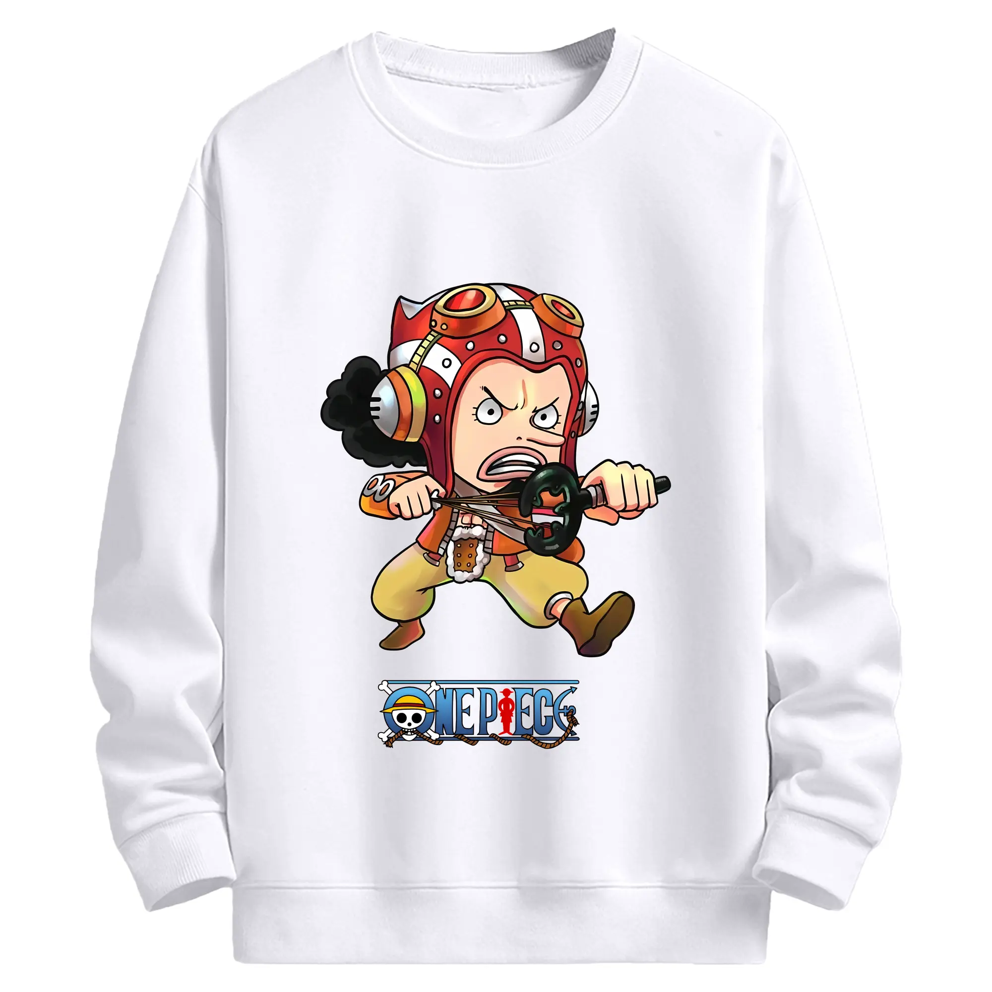 ワンピース グッズ ウソップ - 高品質 クルーネック スウェット ・ コットン59％ ポリエステル41％ ・ ユニセックス 長袖 トレーナー ・ カジュアル デイリー スポーツ 散歩用