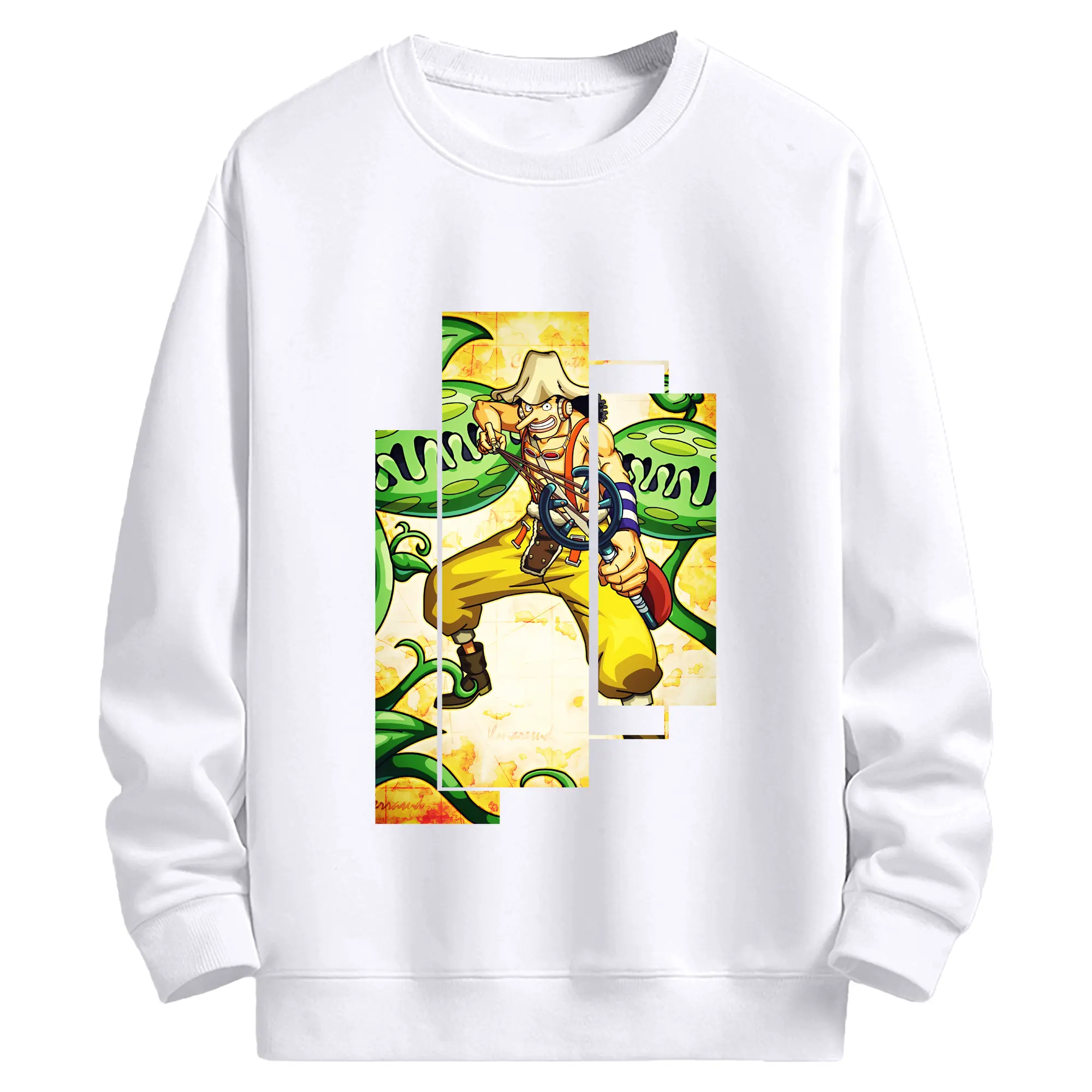 ワンピース グッズ ウソップ - 高品質 クルーネック スウェット ・ コットン59％ ポリエステル41％ ・ ユニセックス 長袖 トレーナー ・ カジュアル デイリー スポーツ 散歩用