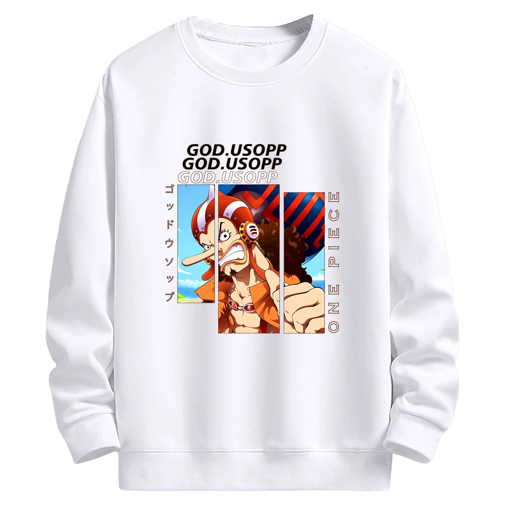 ワンピース グッズ ウソップ - 高品質 クルーネック スウェット ・ コットン59％ ポリエステル41％ ・ ユニセックス 長袖 トレーナー ・ カジュアル デイリー スポーツ 散歩用