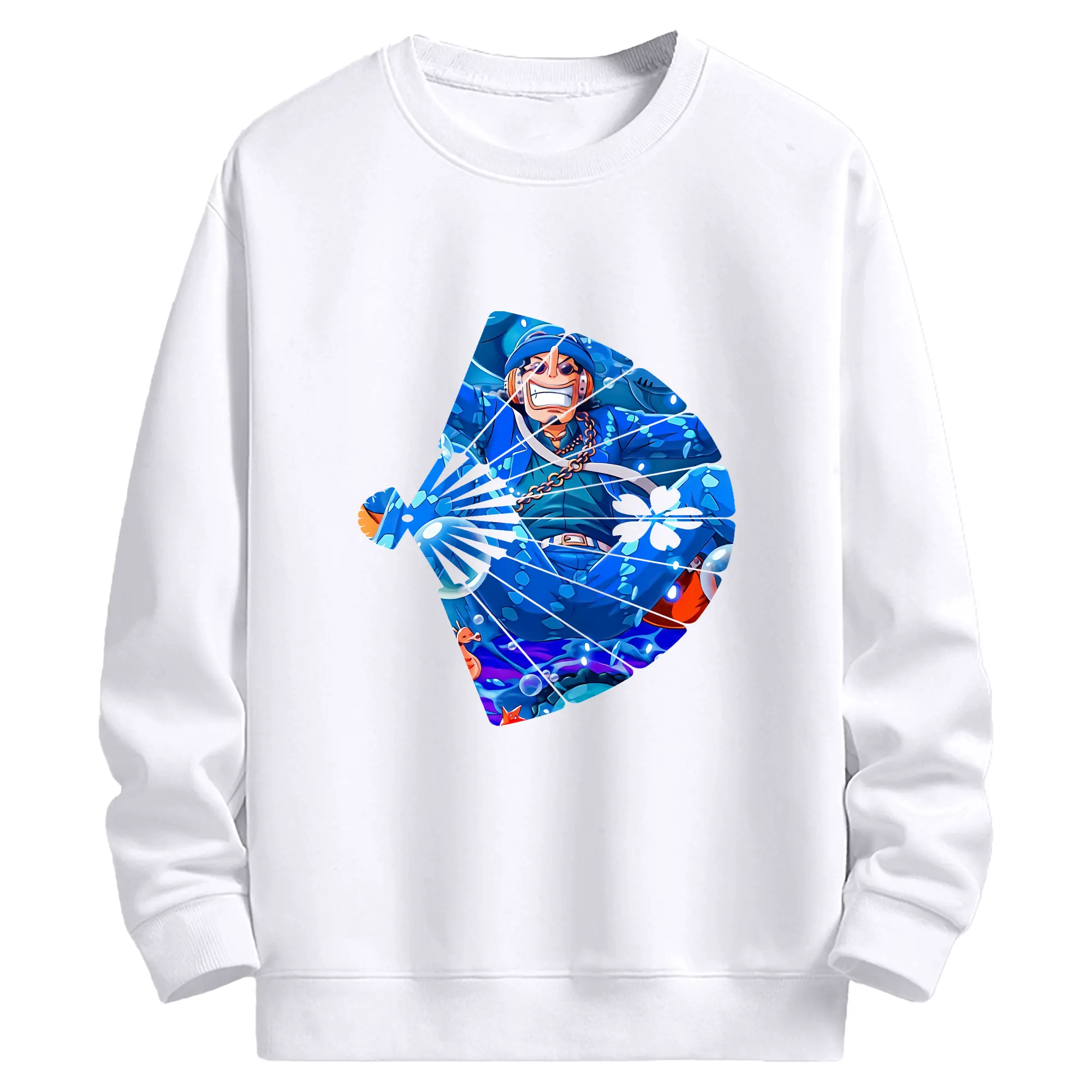 ワンピース グッズ ウソップ - 高品質 クルーネック スウェット ・ コットン59％ ポリエステル41％ ・ ユニセックス 長袖 トレーナー ・ カジュアル デイリー スポーツ 散歩用