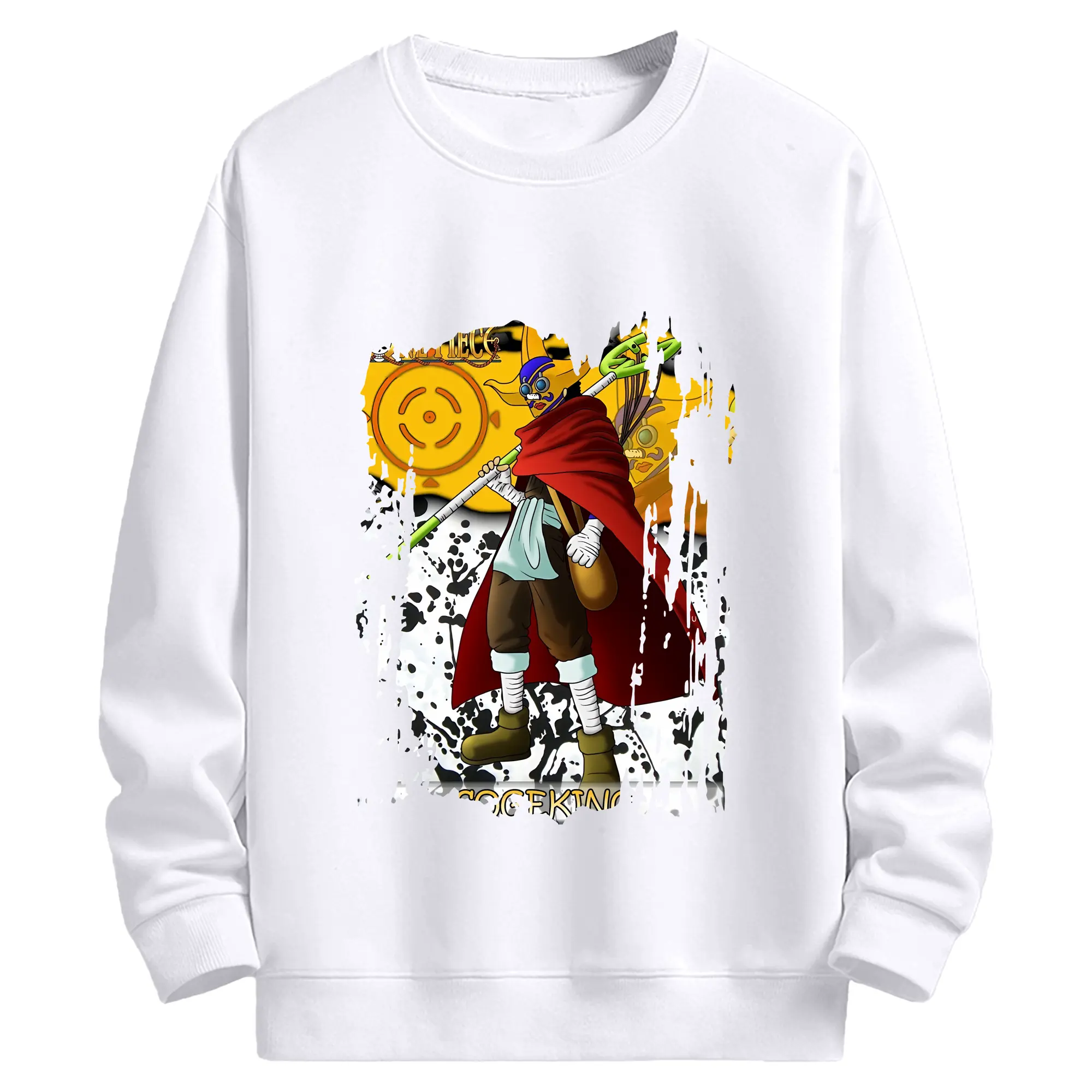 ワンピース グッズ ウソップ - 高品質 クルーネック スウェット ・ コットン59％ ポリエステル41％ ・ ユニセックス 長袖 トレーナー ・ カジュアル デイリー スポーツ 散歩用