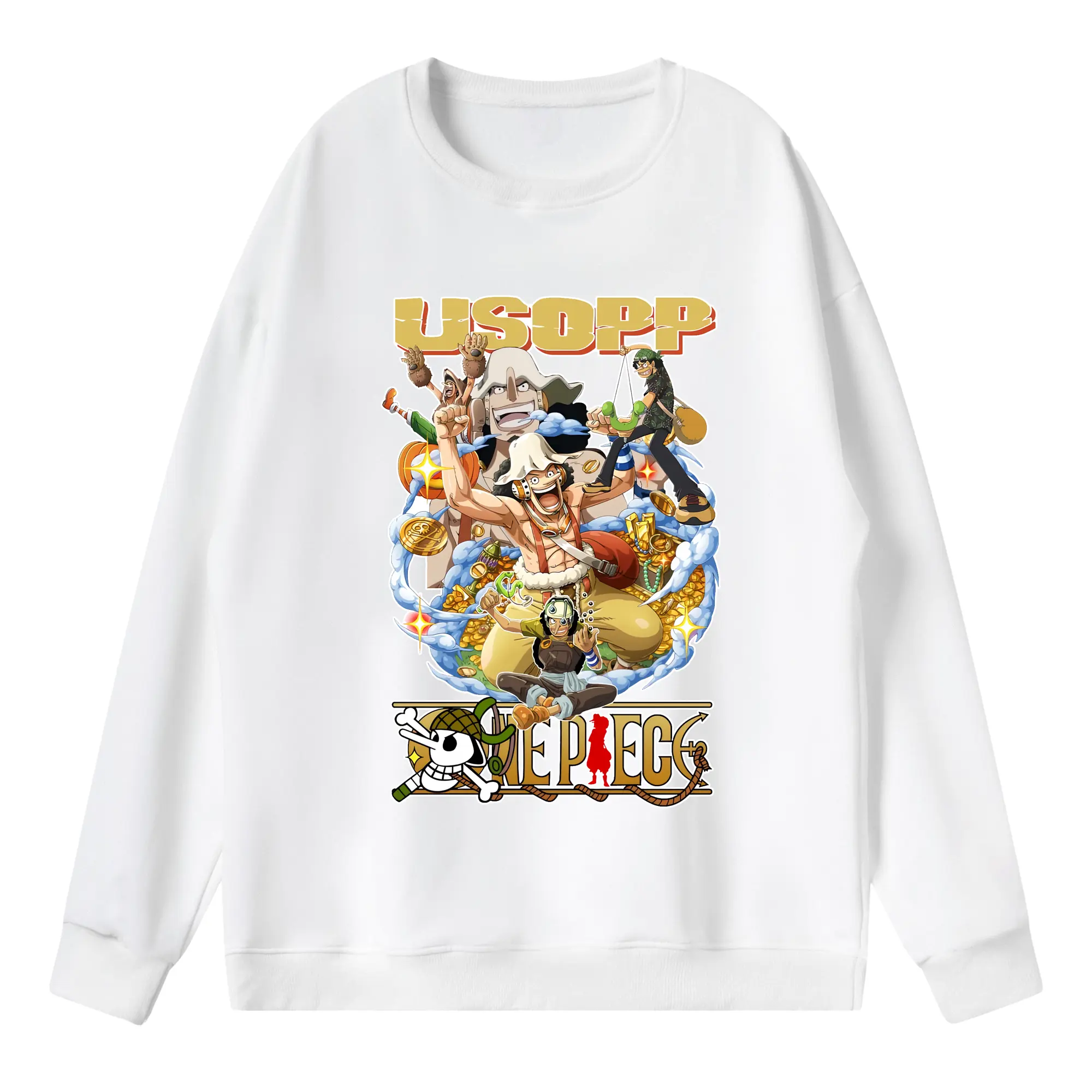 ワンピース グッズ ウソップ - 薄手 クルーネック スウェット 裏毛260g · ポリエステル 春秋向け カジュアル 男女兼用 · トレーナー デイリー スポーツ 散歩に最適