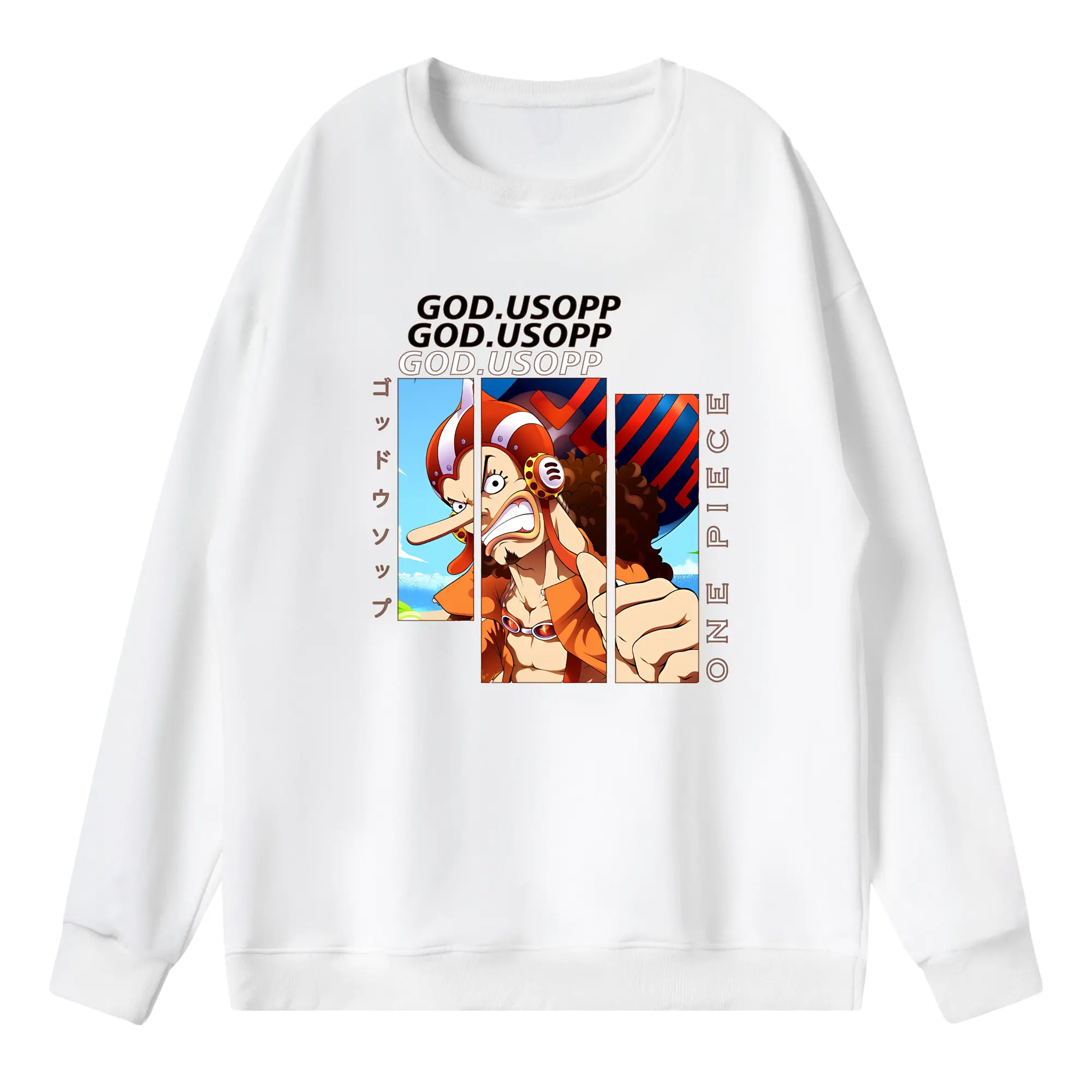 ワンピース グッズ ウソップ - 薄手 クルーネック スウェット 裏毛260g · ポリエステル 春秋向け カジュアル 男女兼用 · トレーナー デイリー スポーツ 散歩に最適