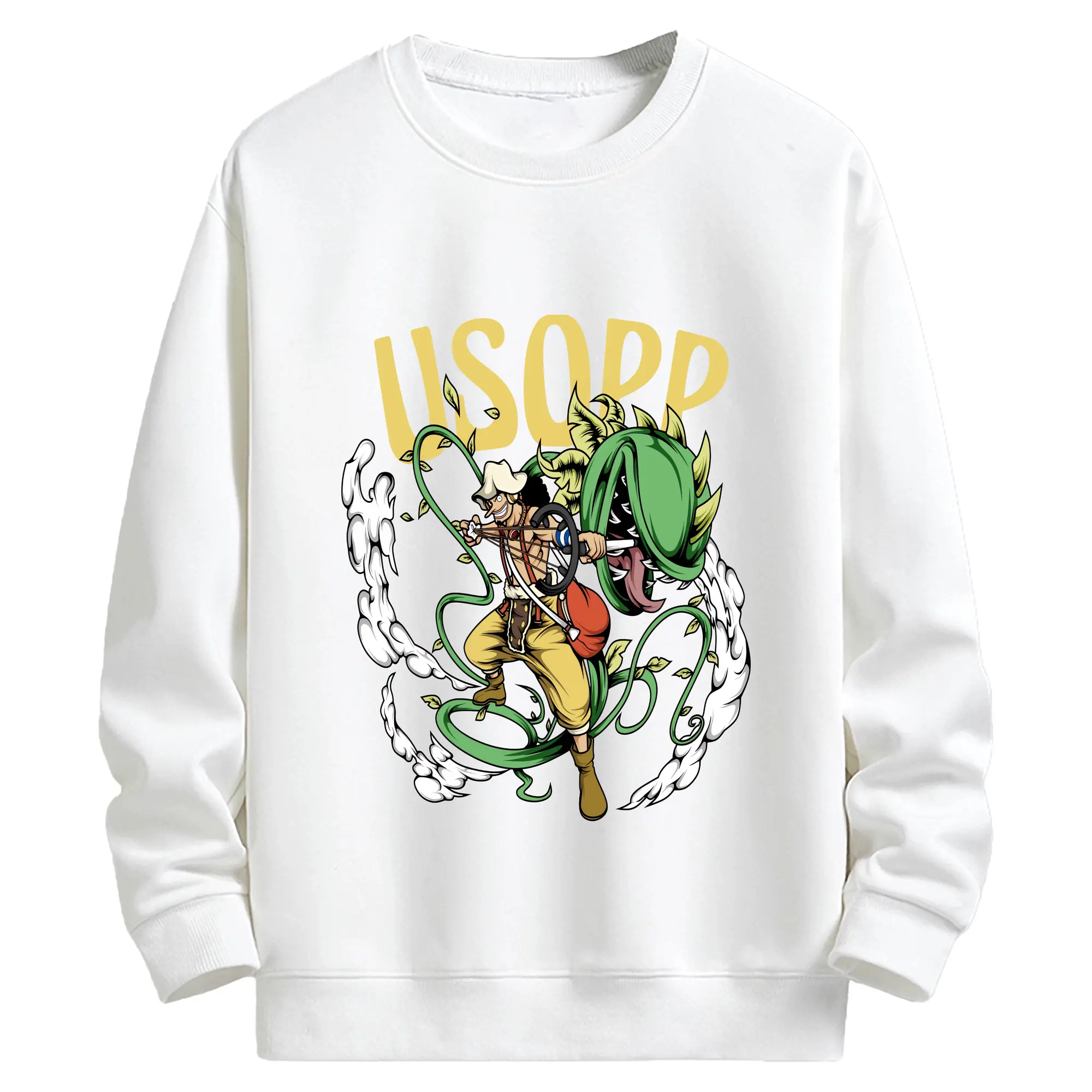 ワンピース グッズ ウソップ - キッズ クルーネックスウェットシャツ ・ フロントプリント ・ 綿80％ ポリエステル20％ ・ 快適 通学 スポーツ 日常使い お散歩用