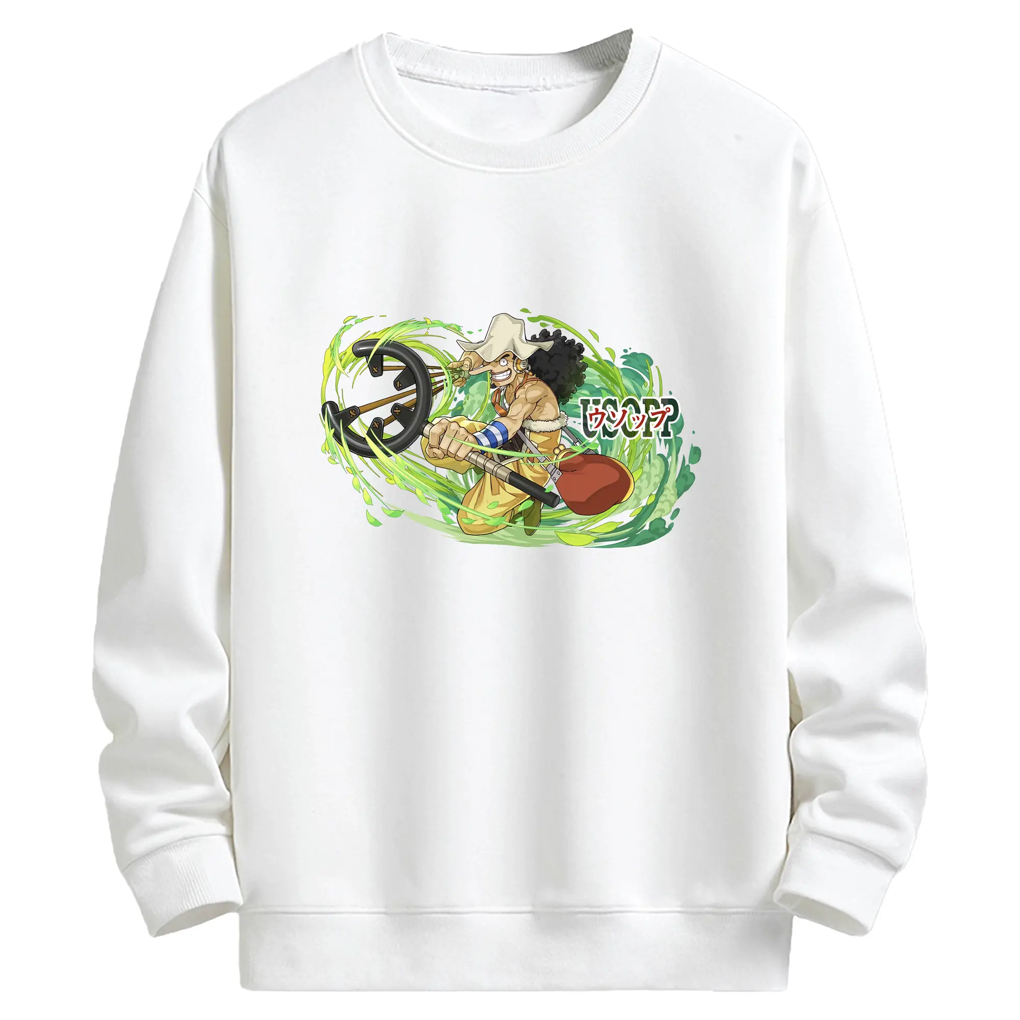 ワンピース グッズ ウソップ - キッズ クルーネックスウェットシャツ ・ フロントプリント ・ 綿80％ ポリエステル20％ ・ 快適 通学 スポーツ 日常使い お散歩用