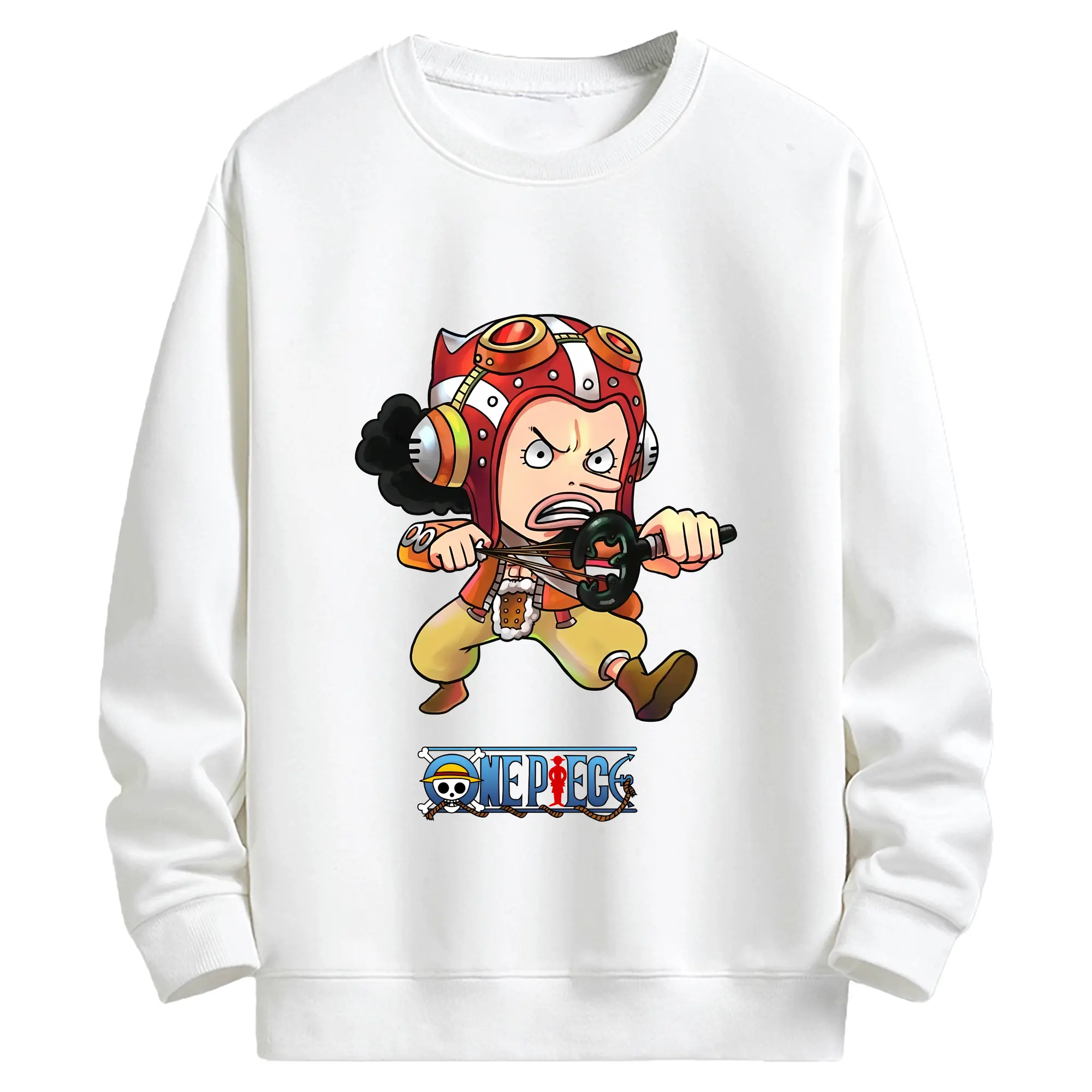 ワンピース グッズ ウソップ - キッズ クルーネックスウェットシャツ ・ フロントプリント ・ 綿80％ ポリエステル20％ ・ 快適 通学 スポーツ 日常使い お散歩用