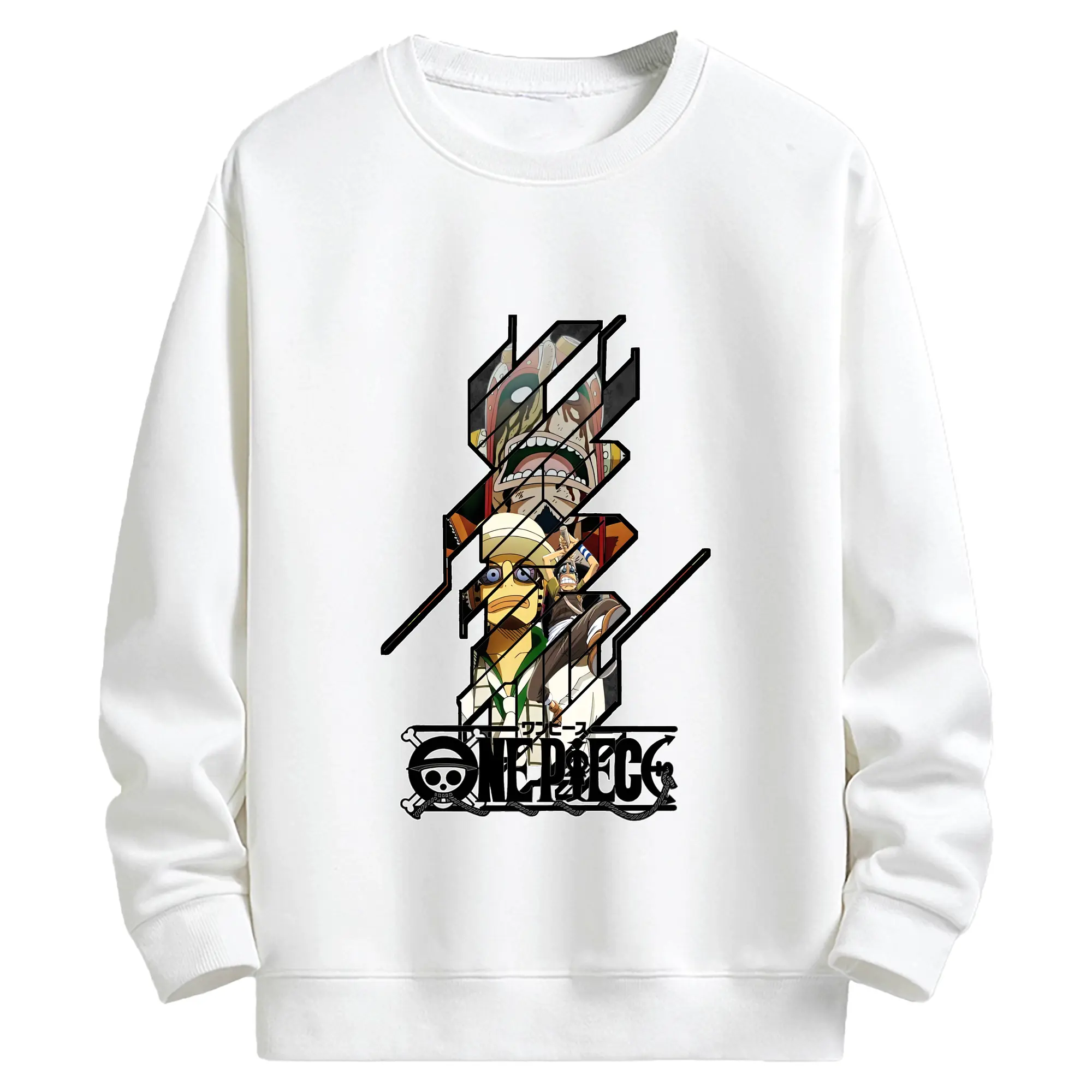 ワンピース グッズ ウソップ - キッズ クルーネックスウェットシャツ ・ フロントプリント ・ 綿80％ ポリエステル20％ ・ 快適 通学 スポーツ 日常使い お散歩用