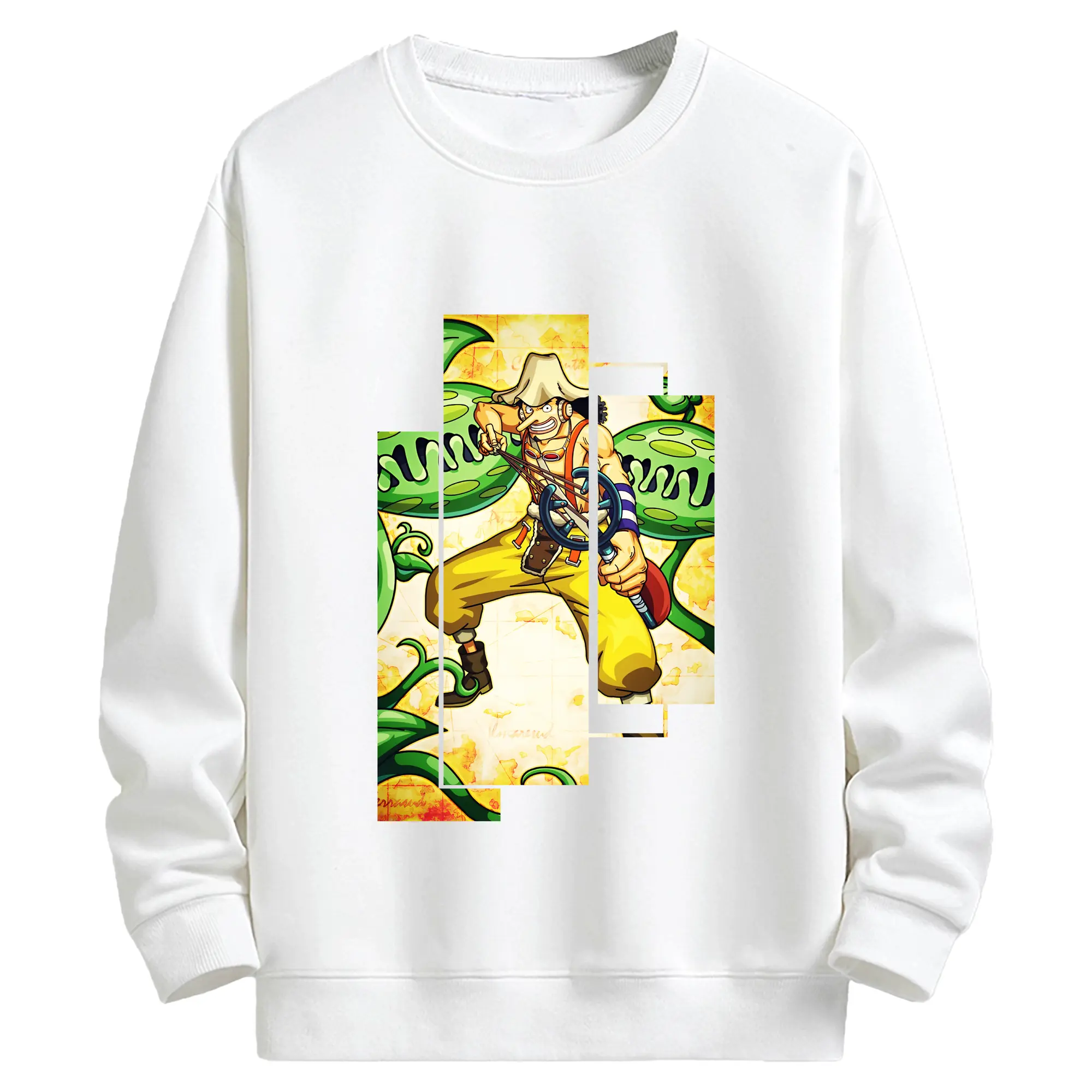 ワンピース グッズ ウソップ - キッズ クルーネックスウェットシャツ ・ フロントプリント ・ 綿80％ ポリエステル20％ ・ 快適 通学 スポーツ 日常使い お散歩用