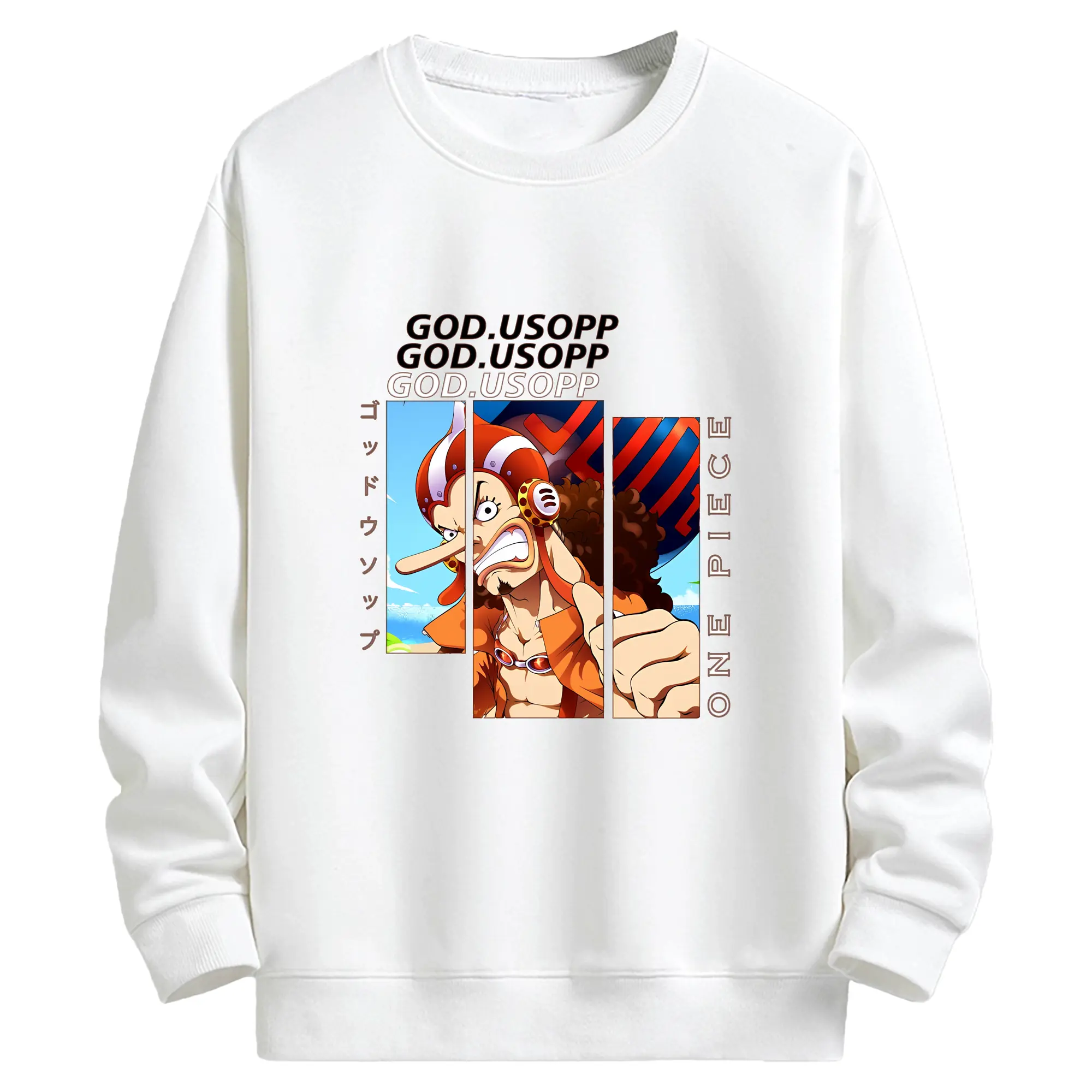 ワンピース グッズ ウソップ - キッズ クルーネックスウェットシャツ ・ フロントプリント ・ 綿80％ ポリエステル20％ ・ 快適 通学 スポーツ 日常使い お散歩用