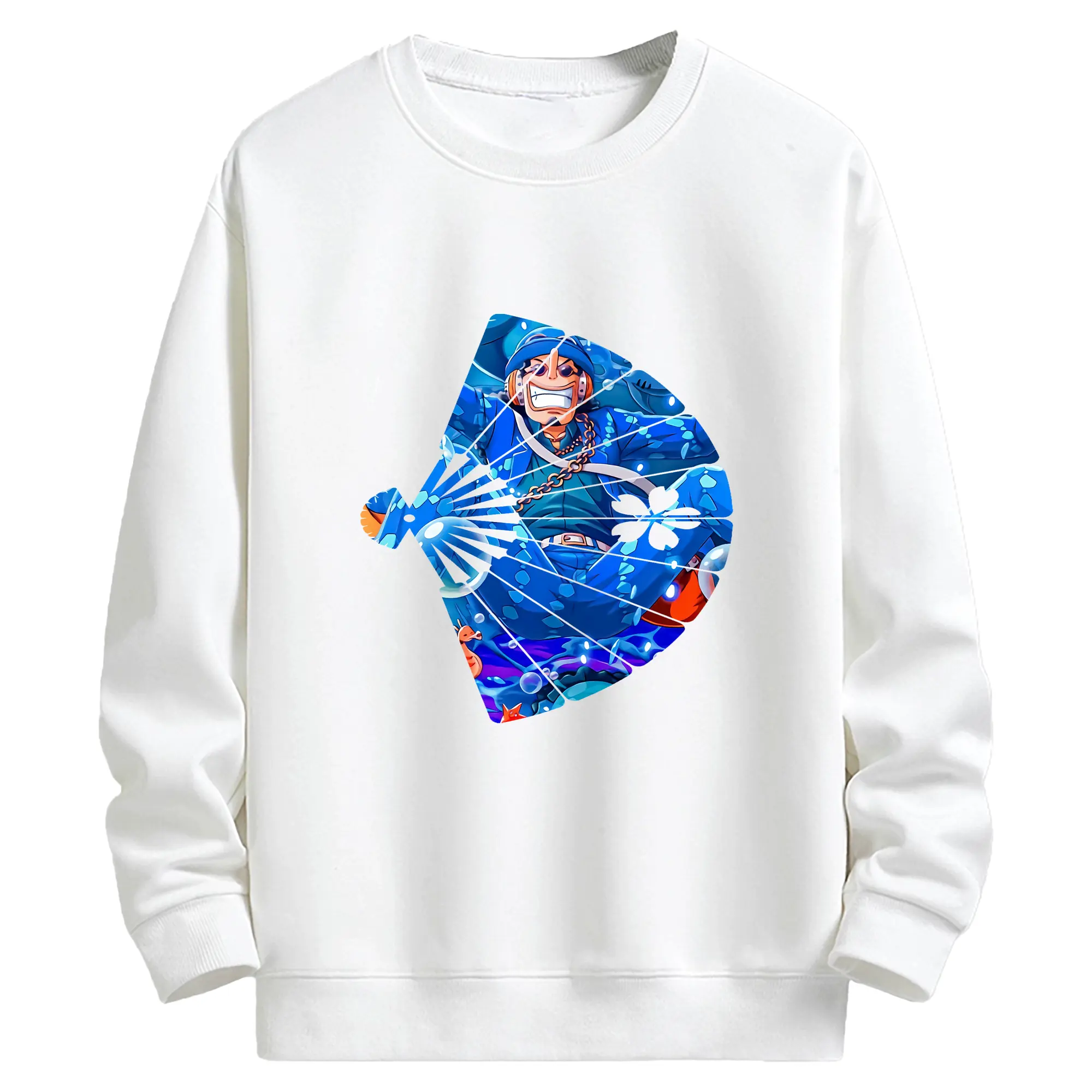 ワンピース グッズ ウソップ - キッズ クルーネックスウェットシャツ ・ フロントプリント ・ 綿80％ ポリエステル20％ ・ 快適 通学 スポーツ 日常使い お散歩用