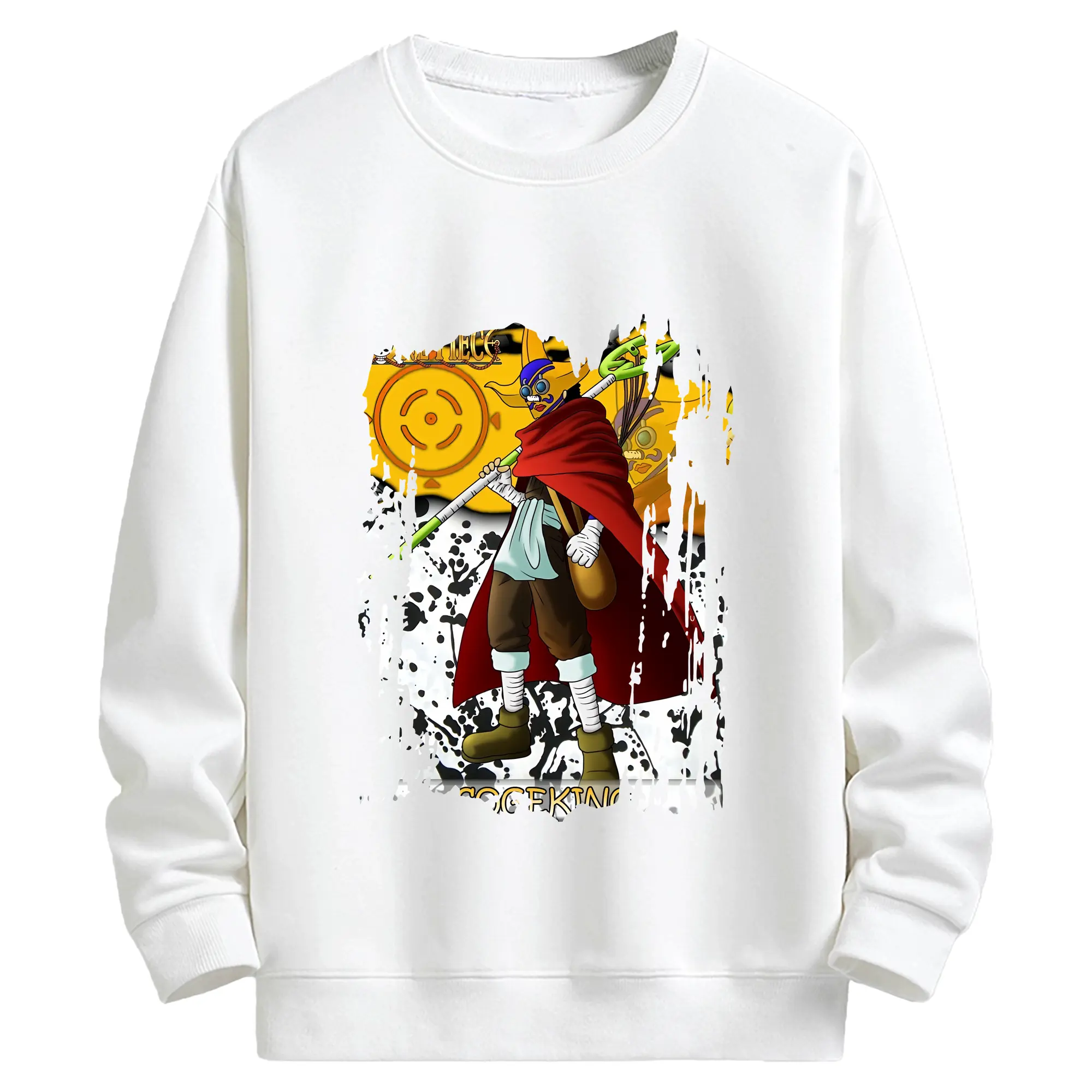 ワンピース グッズ ウソップ - キッズ クルーネックスウェットシャツ ・ フロントプリント ・ 綿80％ ポリエステル20％ ・ 快適 通学 スポーツ 日常使い お散歩用