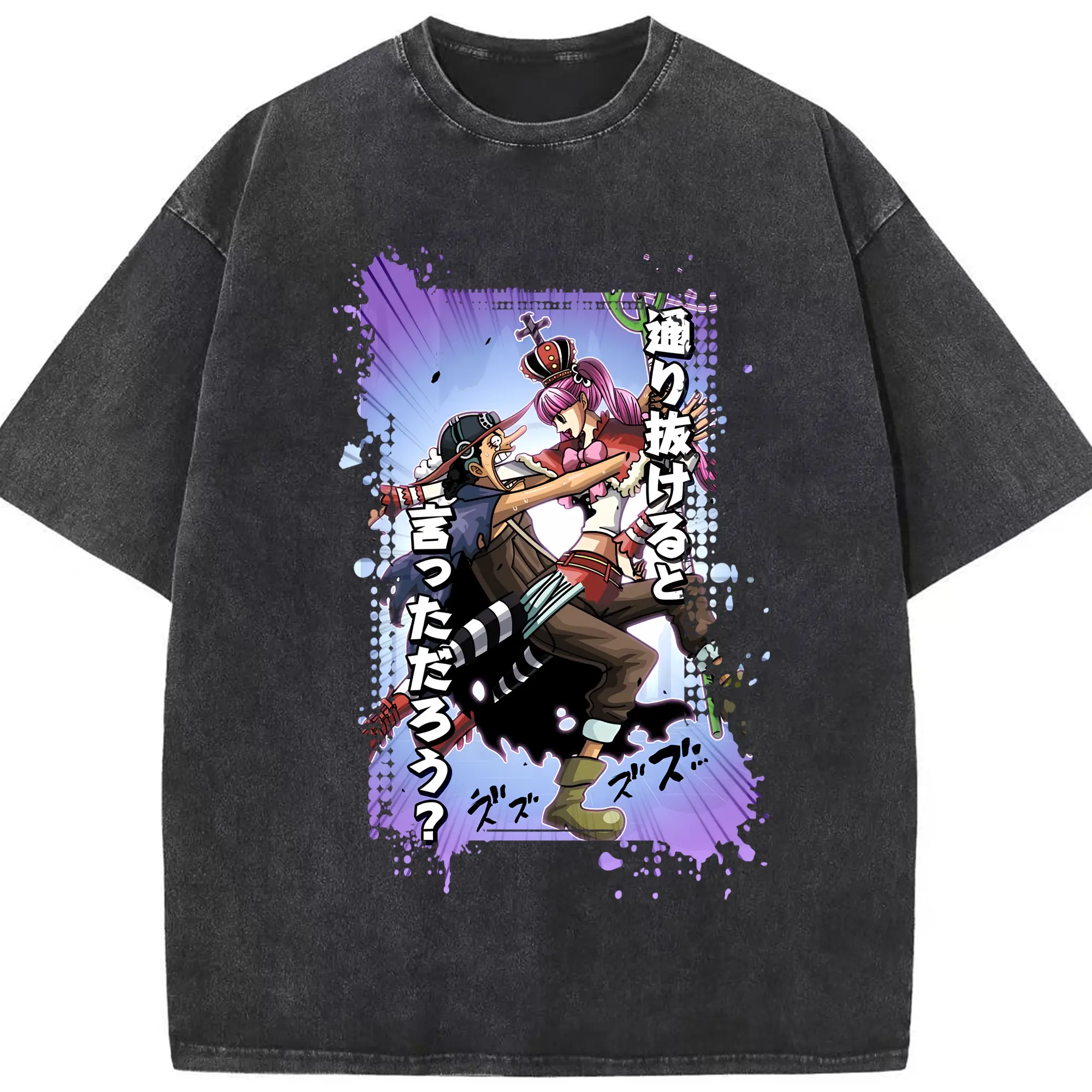 ワンピース グッズ ウソップ - 綿100％ ヴィンテージ風 半袖Tシャツ ・ フロントプリント ・ 柔らか肌触り ・ 通気性 快適 ・ スポーツ カジュアル 外出用
