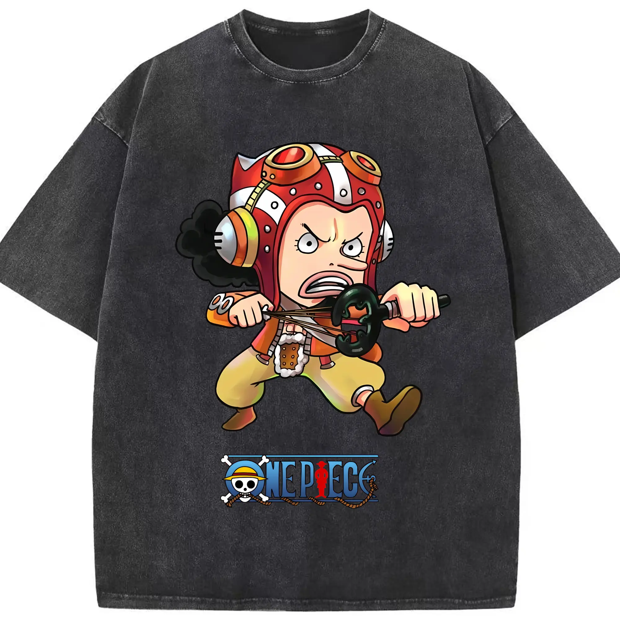 ワンピース グッズ ウソップ - 綿100％ ヴィンテージ風 半袖Tシャツ ・ フロントプリント ・ 柔らか肌触り ・ 通気性 快適 ・ スポーツ カジュアル 外出用